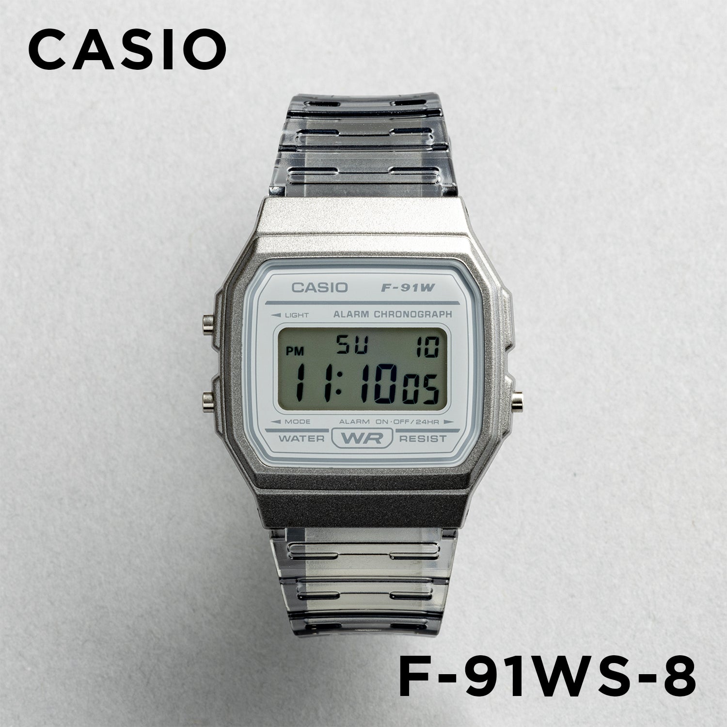 CASIO カシオ F-91WS-8 グレー グレー文字盤 デジタル メンズ 腕時計 正面