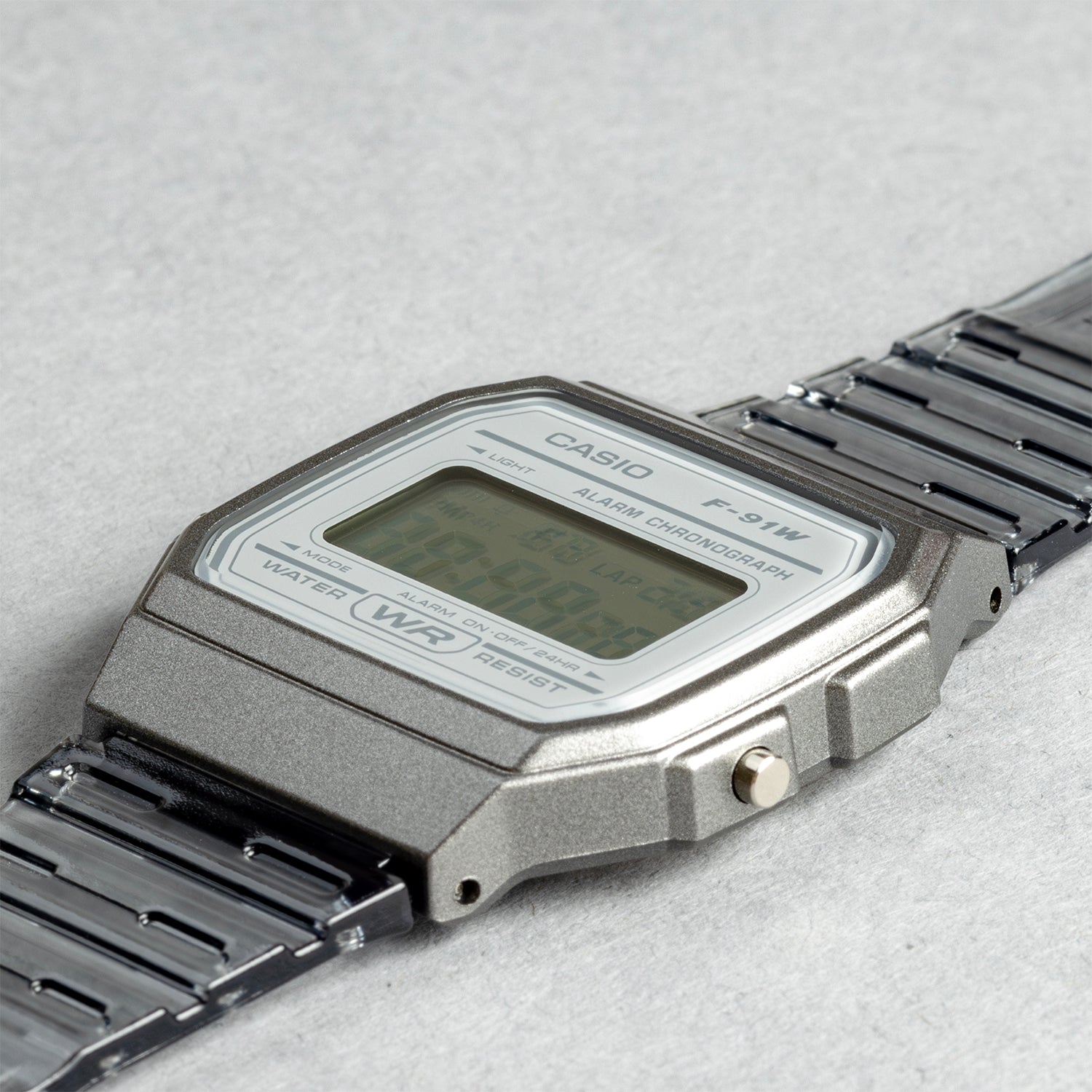CASIO カシオ F-91WS-8 グレー グレー文字盤 デジタル メンズ 腕時計 斜め