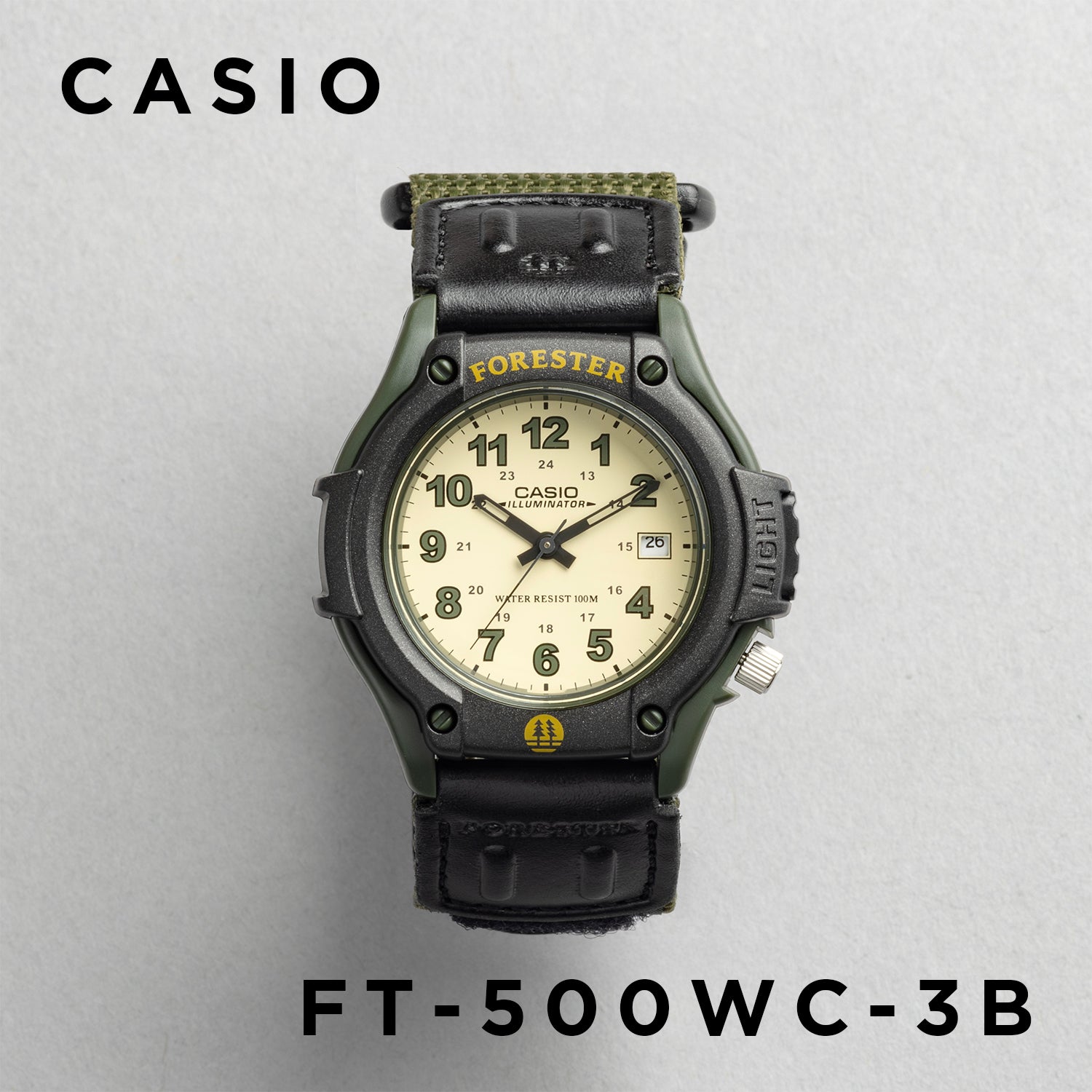 CASIO カシオ FT-500WC-3B カーキ ベージュ文字盤 アナログ メンズ 腕時計 正面