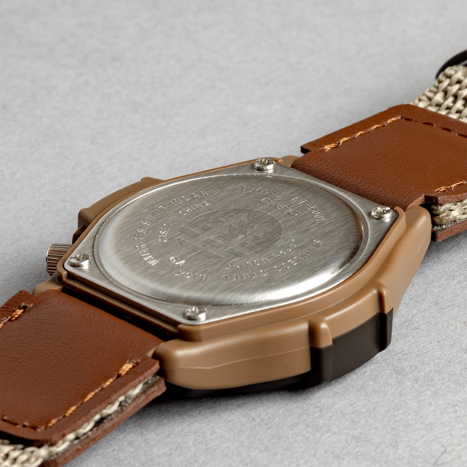 CASIO カシオ FT-500WC-5B ブラウン ベージュ文字盤 アナログ メンズ 腕時計 ケースバック