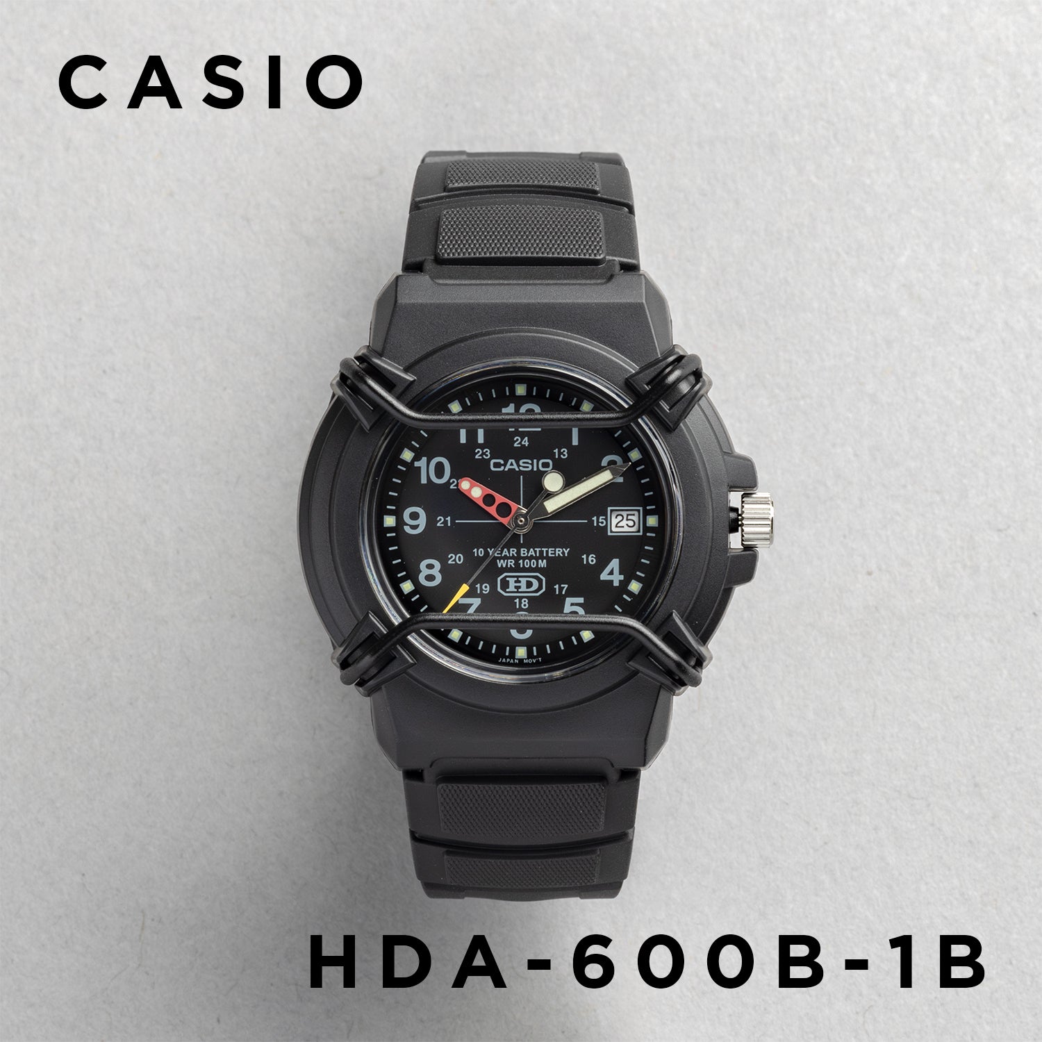 CASIO カシオ HDA-600B-1B ブラック ブラック文字盤 アナログ メンズ 腕時計 正面