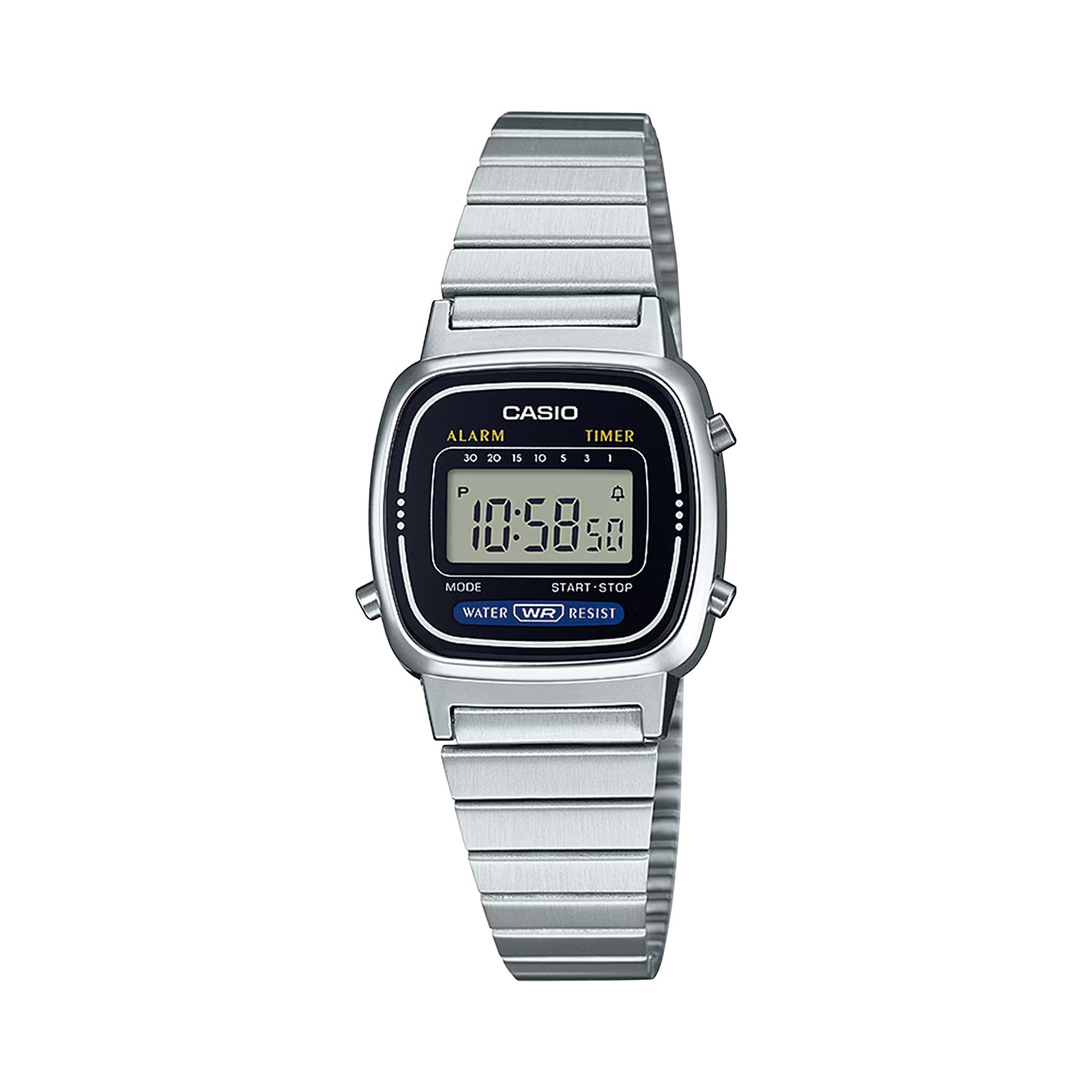 CASIO カシオ LA670WA-1 シルバー ブラック文字盤 デジタル レディース 腕時計