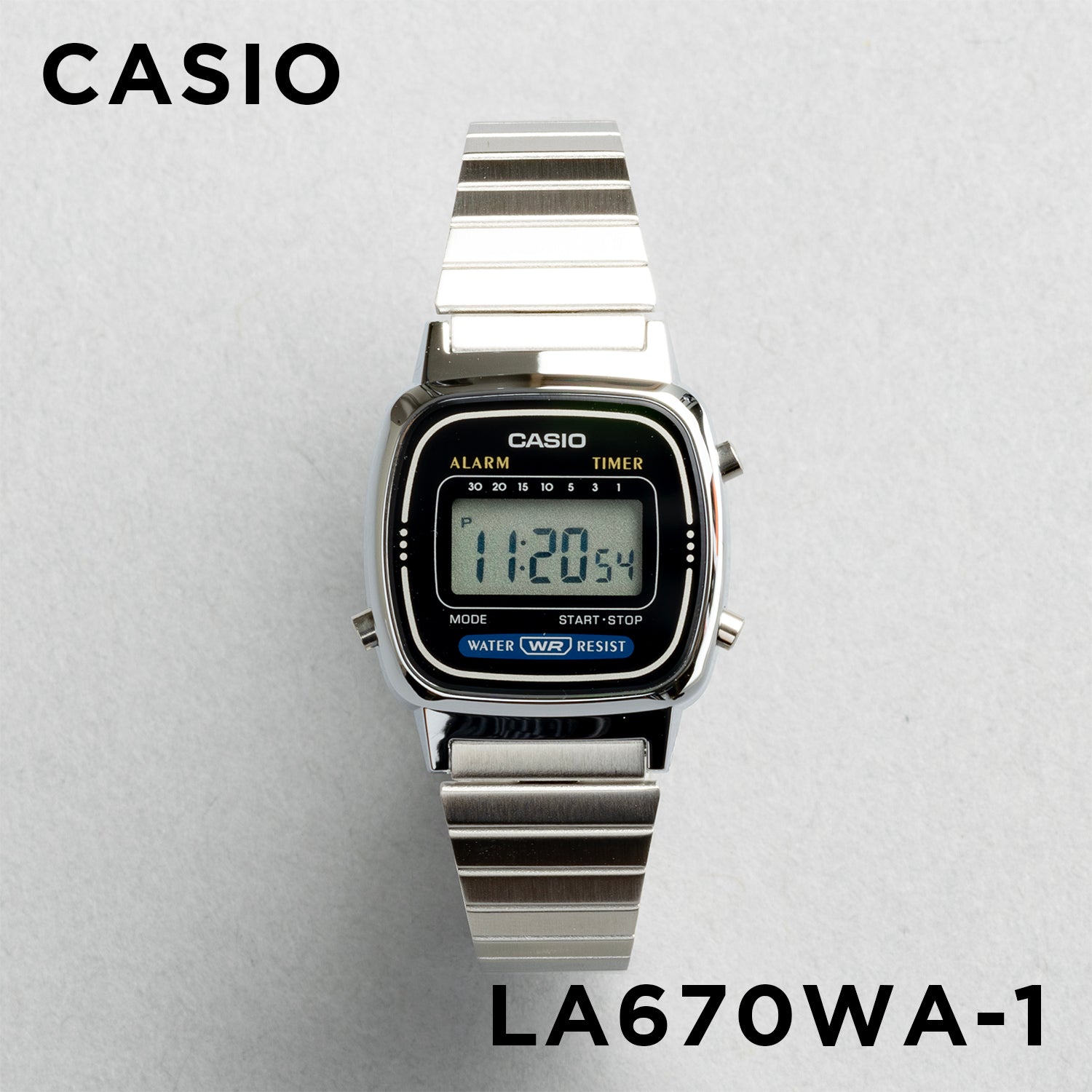 CASIO カシオ LA670WA-1 シルバー ブラック文字盤 デジタル レディース 腕時計