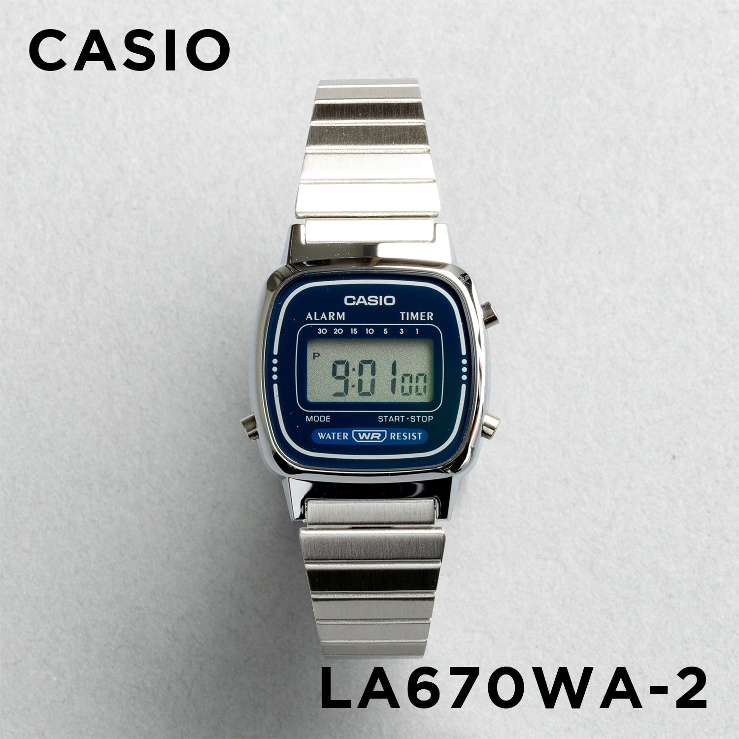 CASIO カシオ LA670WA-2 シルバー ネイビー文字盤 デジタル レディース 腕時計