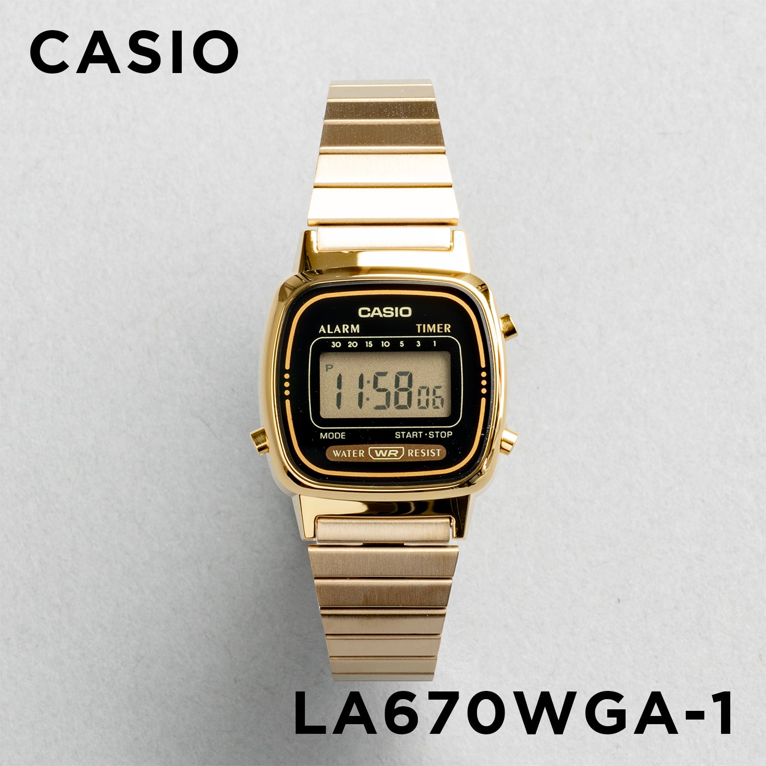 CASIO カシオ LA670WGA-1 ゴールド ブラック文字盤 デジタル レディース 腕時計