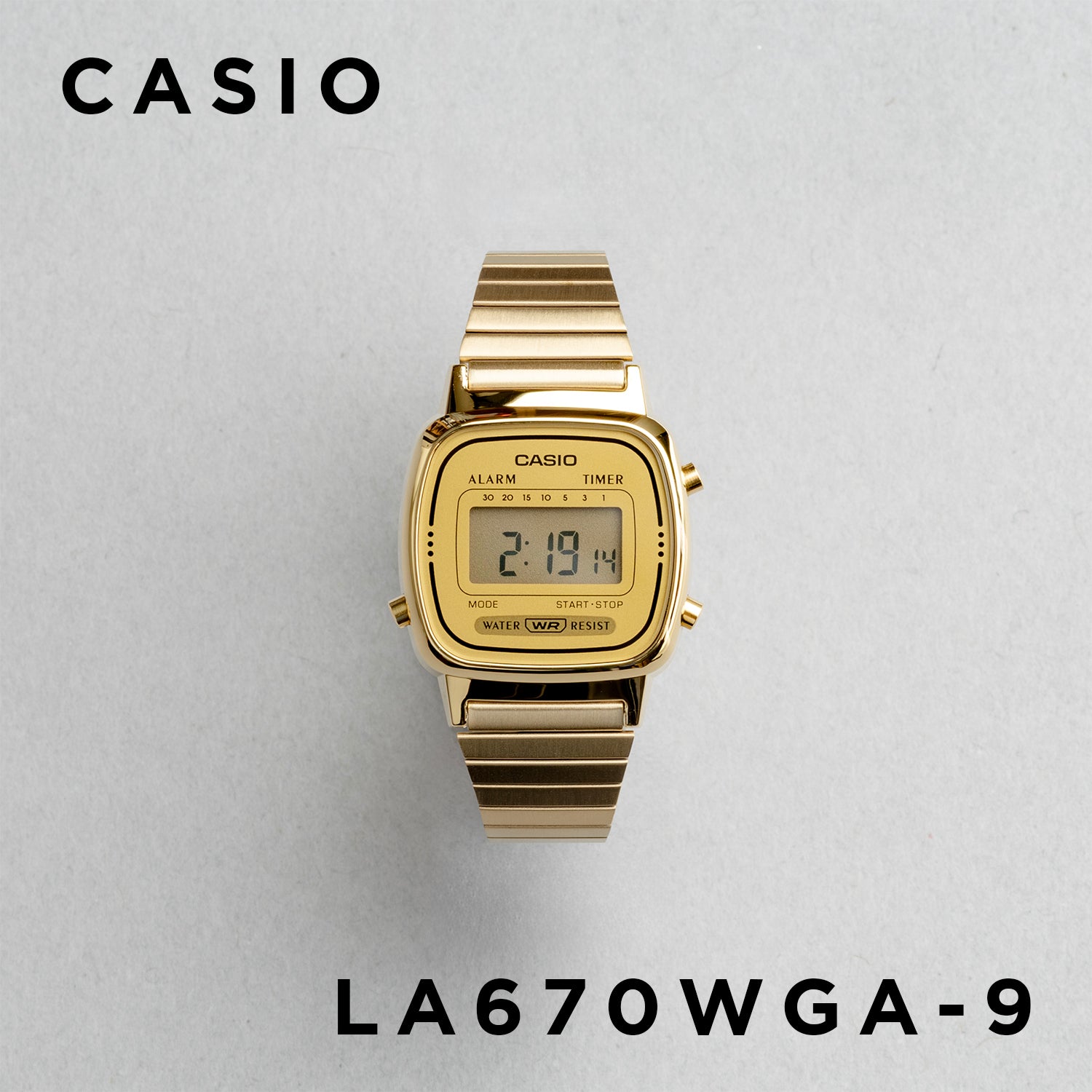 CASIO カシオ LA670WGA-9 ゴールド ゴールド文字盤 デジタル レディース 腕時計 正面