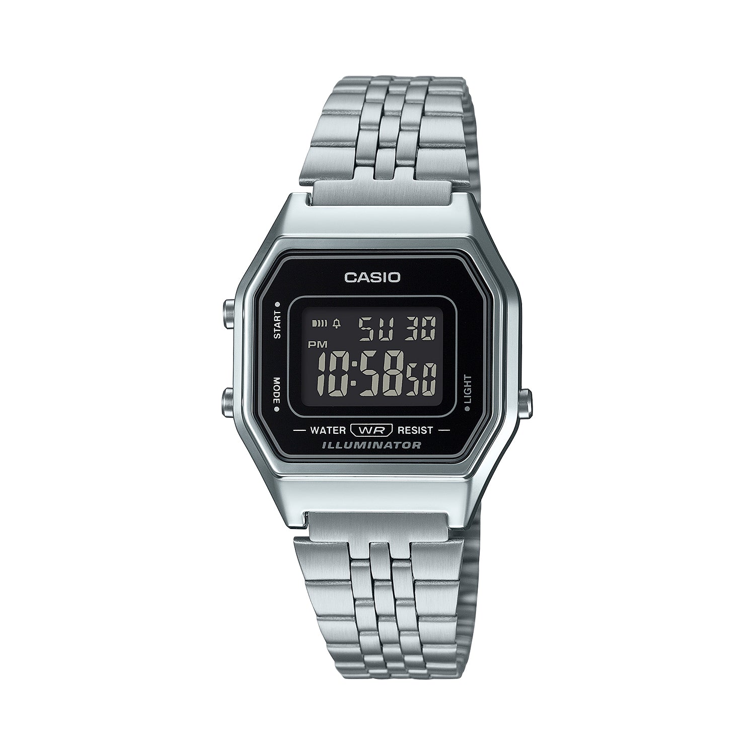 CASIO カシオ LA680WA-1B シルバー ブラック文字盤 デジタル レディース 腕時計