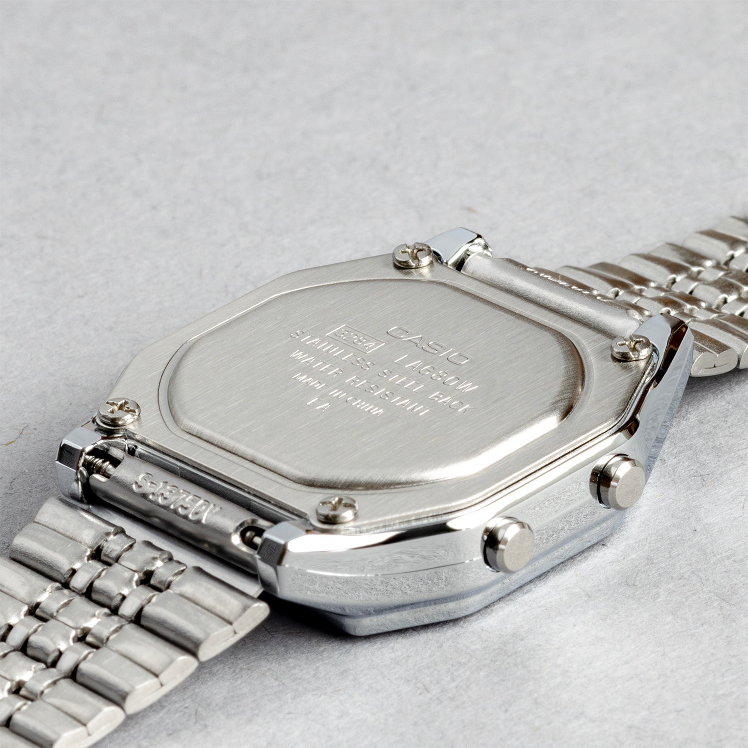 CASIO カシオ LA680WA-1B シルバー ブラック文字盤 デジタル レディース 腕時計 ケースバック