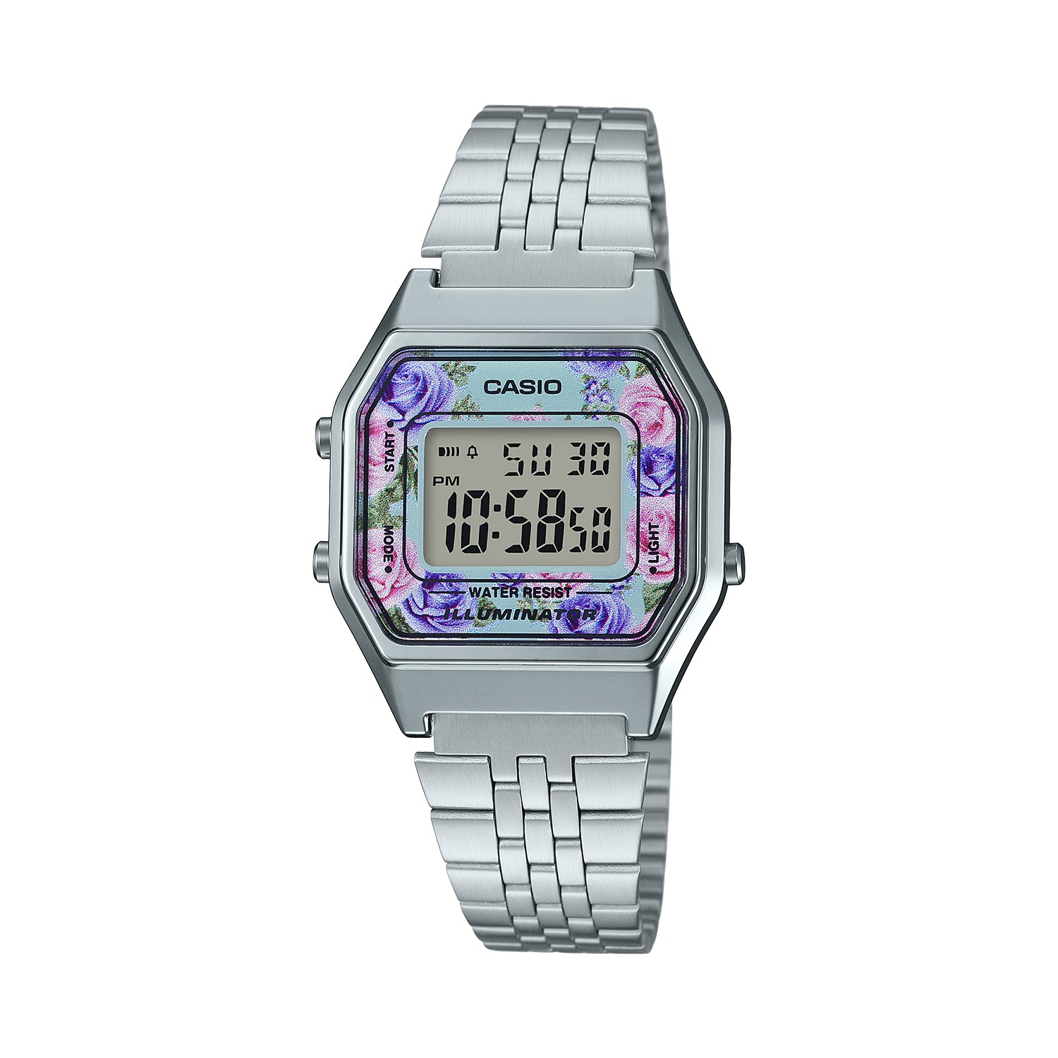 CASIO カシオ LA680WA-2C シルバー フローラル文字盤 デジタル レディース 腕時計