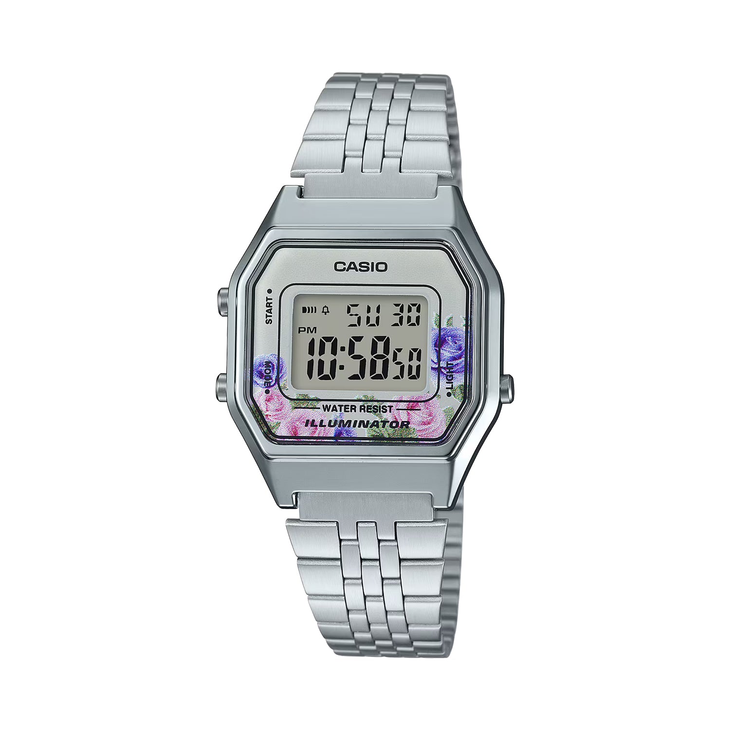 CASIO カシオ LA680WA-2C シルバー フローラル文字盤 デジタル レディース 腕時計