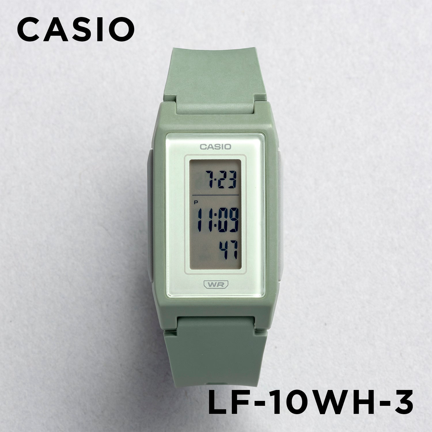 CASIO カシオ LF-10WH-3 グリーン グリーン文字盤 デジタル レディース 腕時計 正面