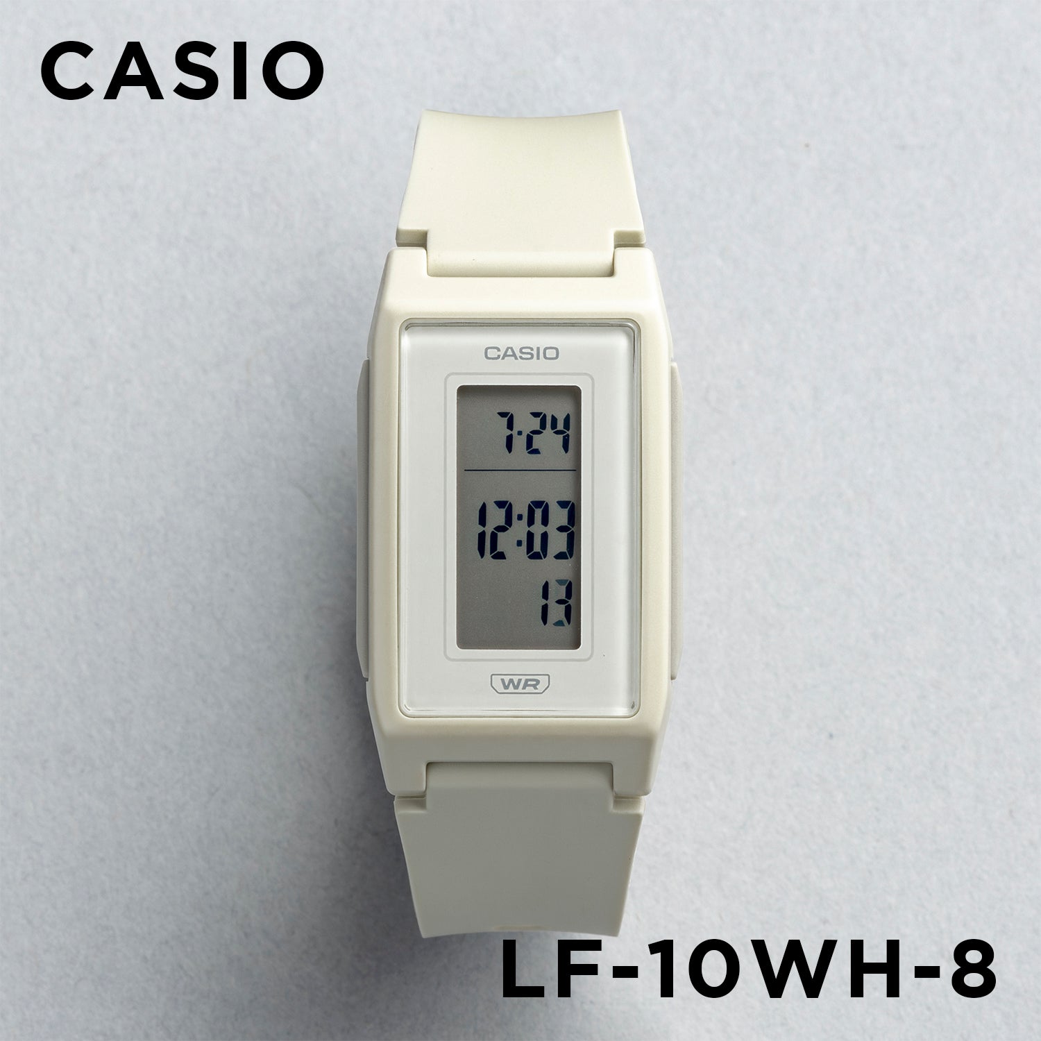 CASIO カシオ LF-10WH-8 ベージュ ホワイト文字盤 デジタル レディース 腕時計 正面