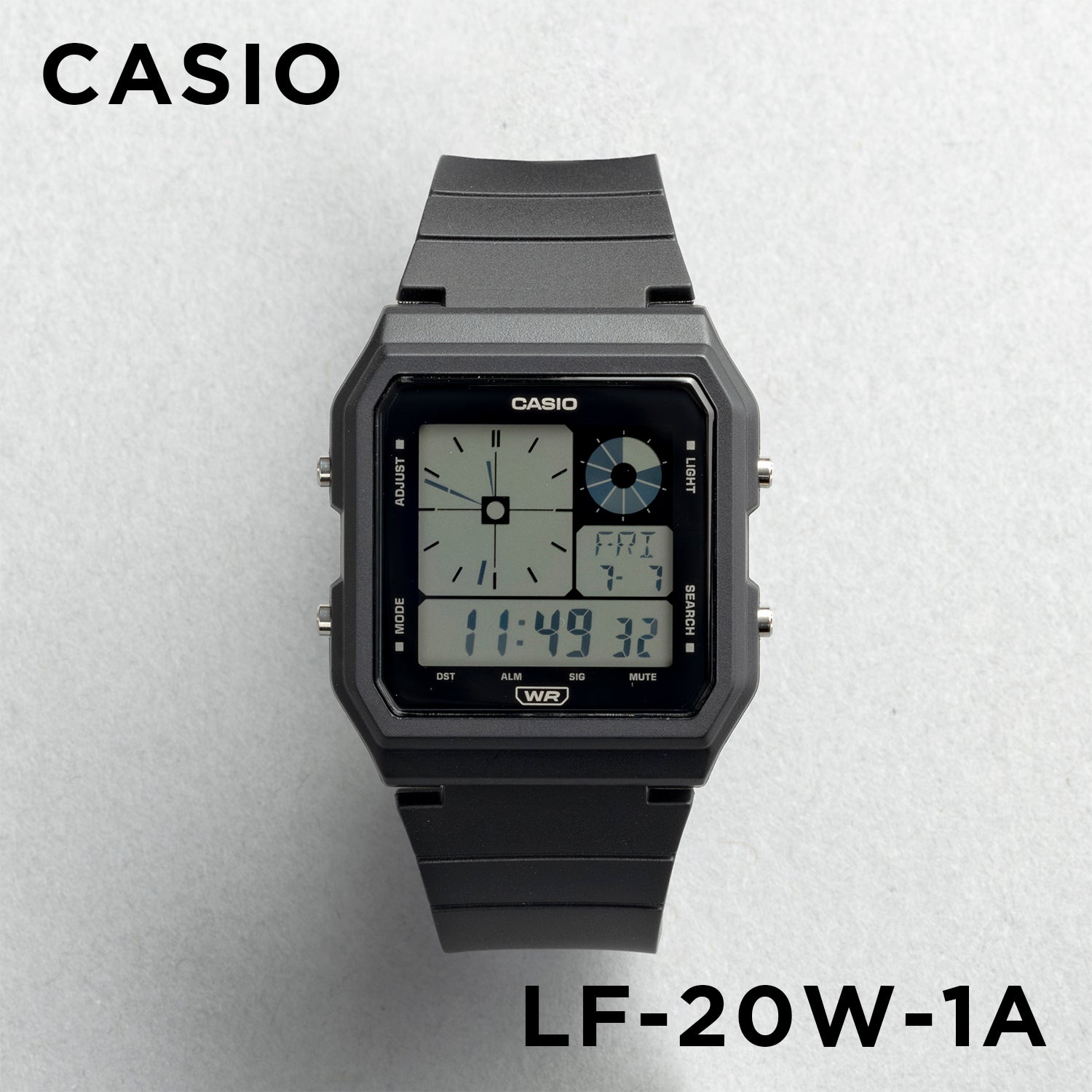 CASIO カシオ LF-20W-1A ブラック ブラック文字盤 デジタル ユニセックス 腕時計 正面