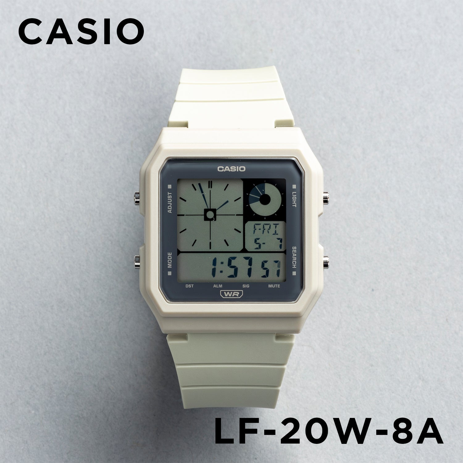 CASIO カシオ LF-20W-8A ベージュ グレー文字盤 デジタル ユニセックス 腕時計 正面