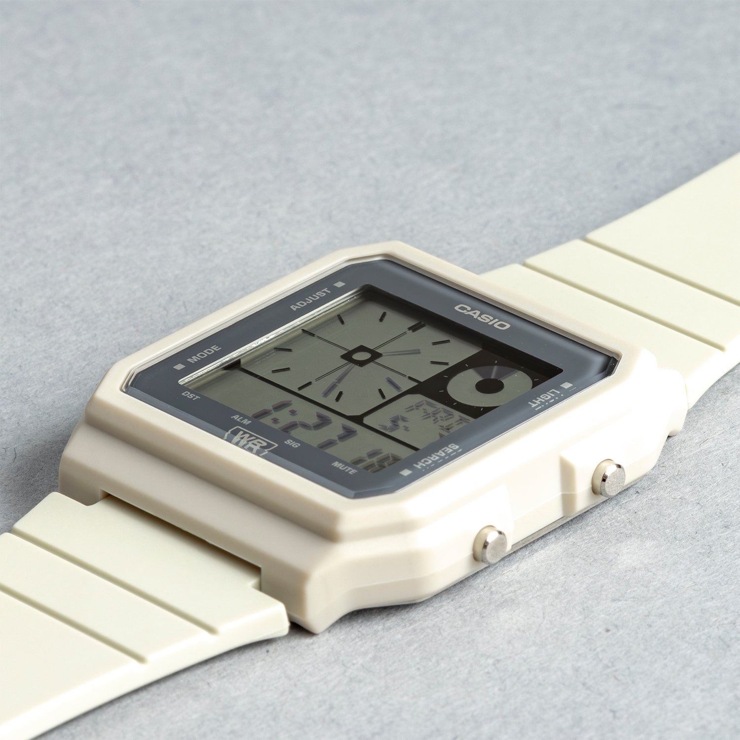CASIO カシオ LF-20W-8A ベージュ グレー文字盤 デジタル ユニセックス 腕時計 斜め