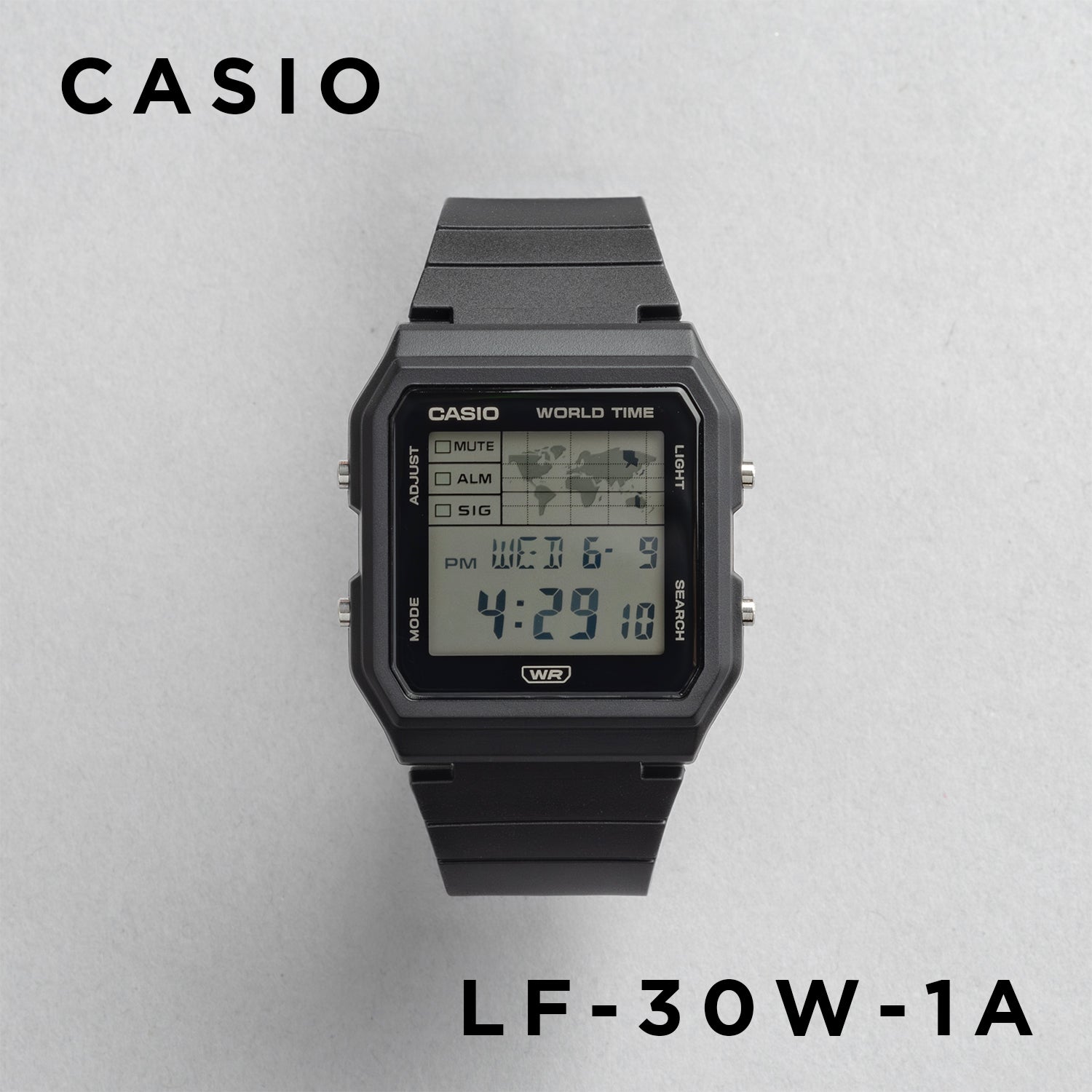 CASIO カシオ LF‑30W‑1A ブラック ブラック文字盤 デジタル レディース 腕時計 正面