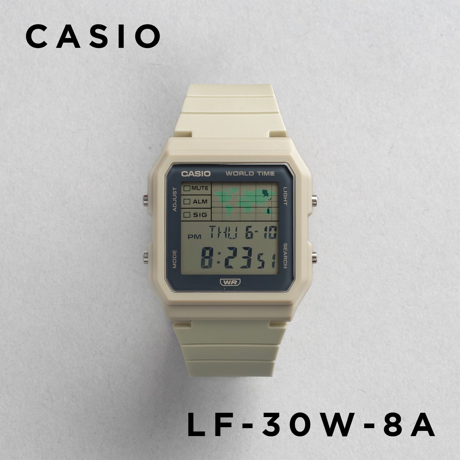 CASIO カシオ LF-30W-8A アイボリー グレー文字盤 デジタル レディース 腕時計 正面