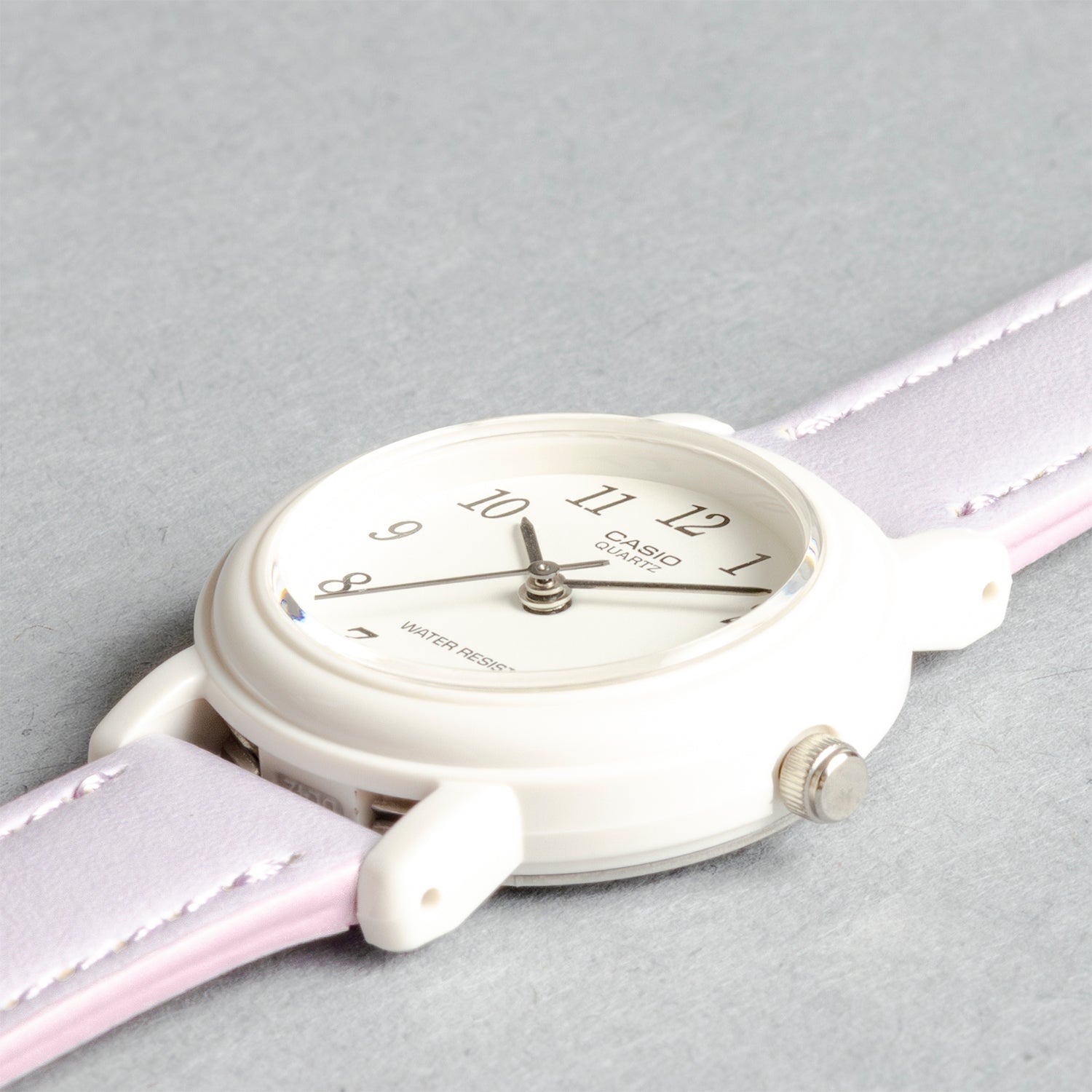 CASIO カシオ LQ-139L-6B パープル ホワイト文字盤 アナログ レディース 腕時計 斜め