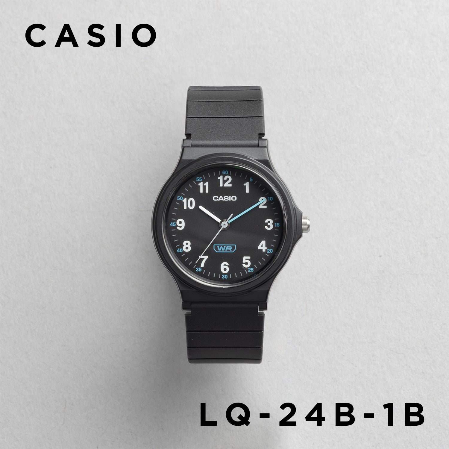 CASIO カシオ LQ-24B-1B ブラック ブラック文字盤 アナログ レディース 腕時計 正面