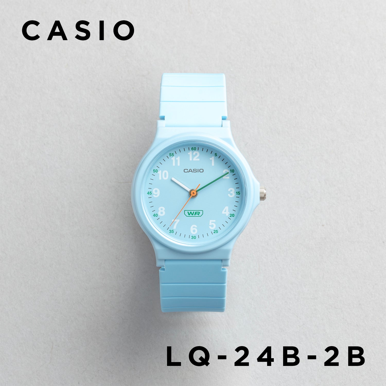 CASIO カシオ LQ-24B-2B ライトブルー ライトブルー文字盤 アナログ レディース 腕時計 正面
