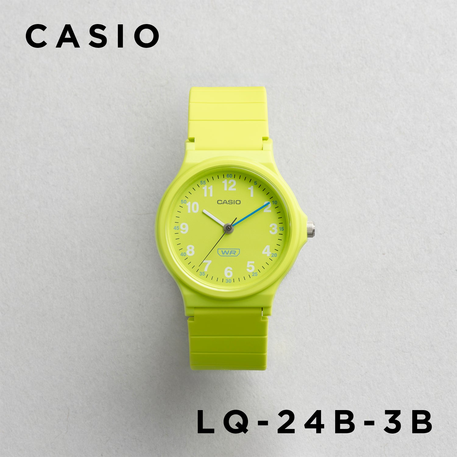 CASIO カシオ LQ-24B-3B ライムグリーン ライムグリーン文字盤 アナログ レディース 腕時計 正面