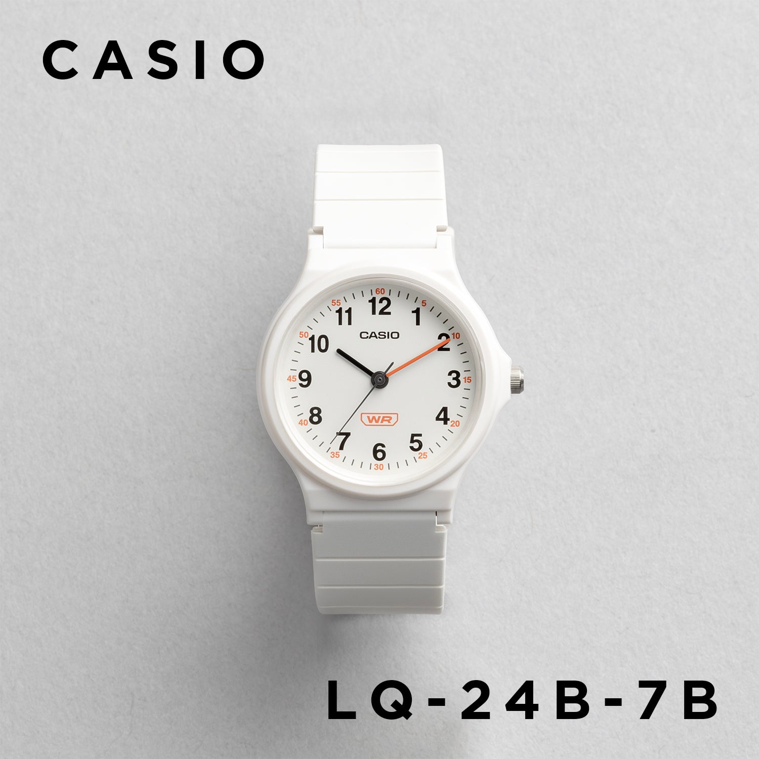 CASIO カシオ LQ-24B-7B ホワイト ホワイト文字盤 アナログ レディース 腕時計 正面