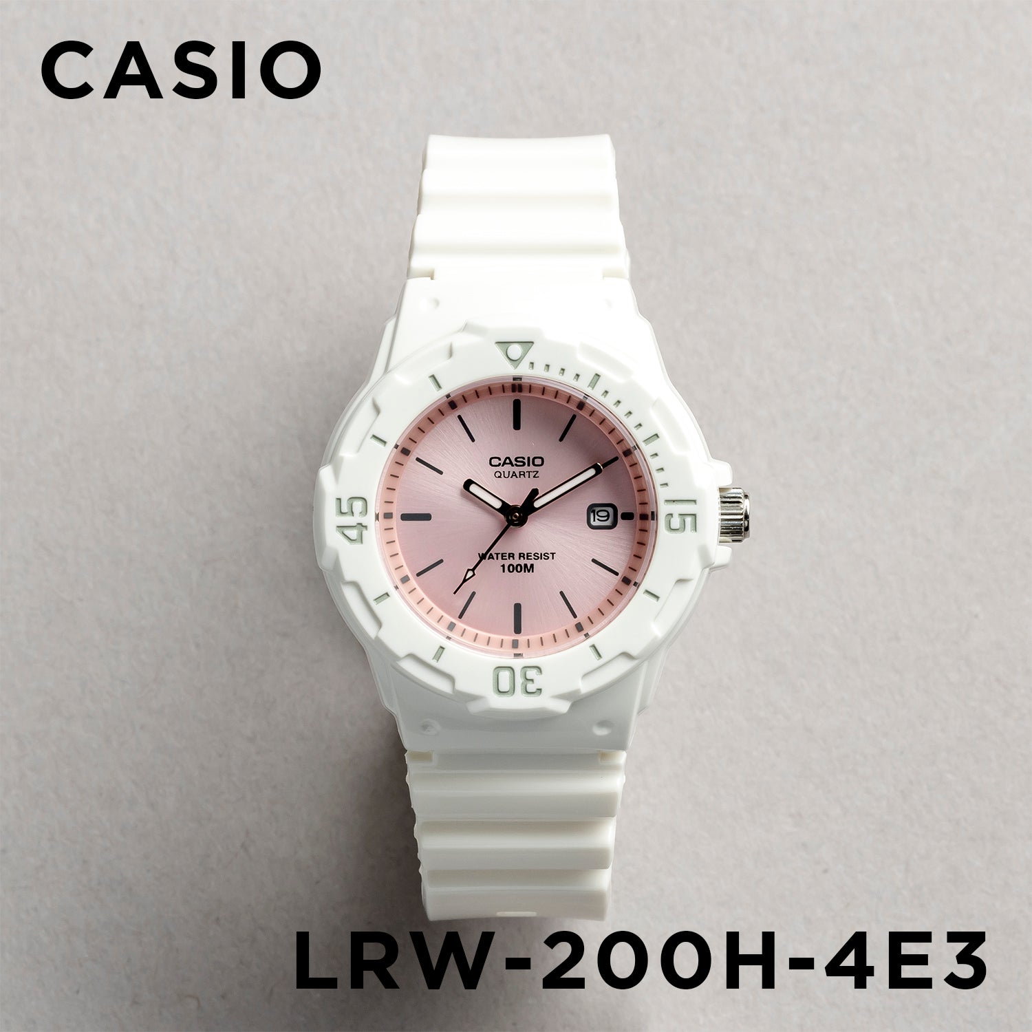 CASIO カシオ LRW-200H-4E3 ホワイト ピンク文字盤 アナログ レディース 腕時計 正面