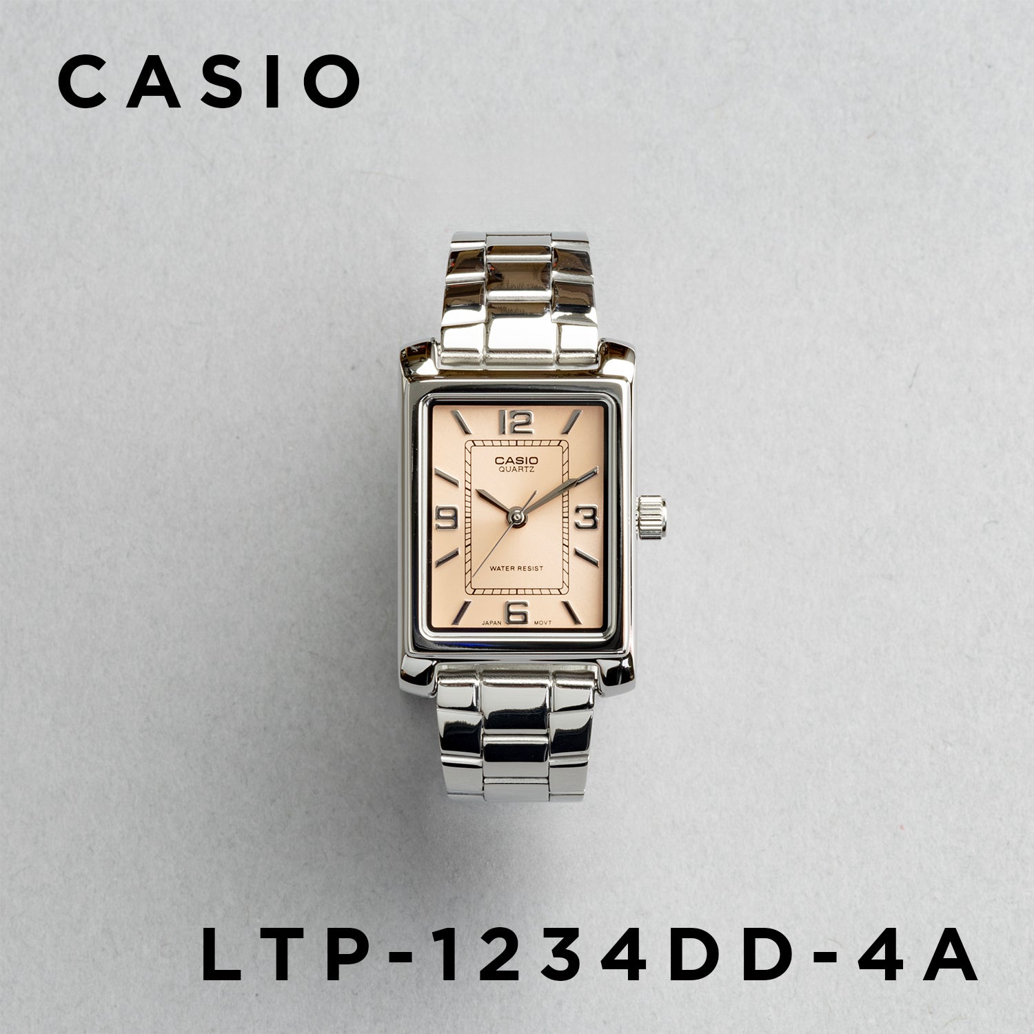 CASIO カシオ LTP-1234DD-4A シルバー オレンジ文字盤 アナログ レディース 腕時計 正面