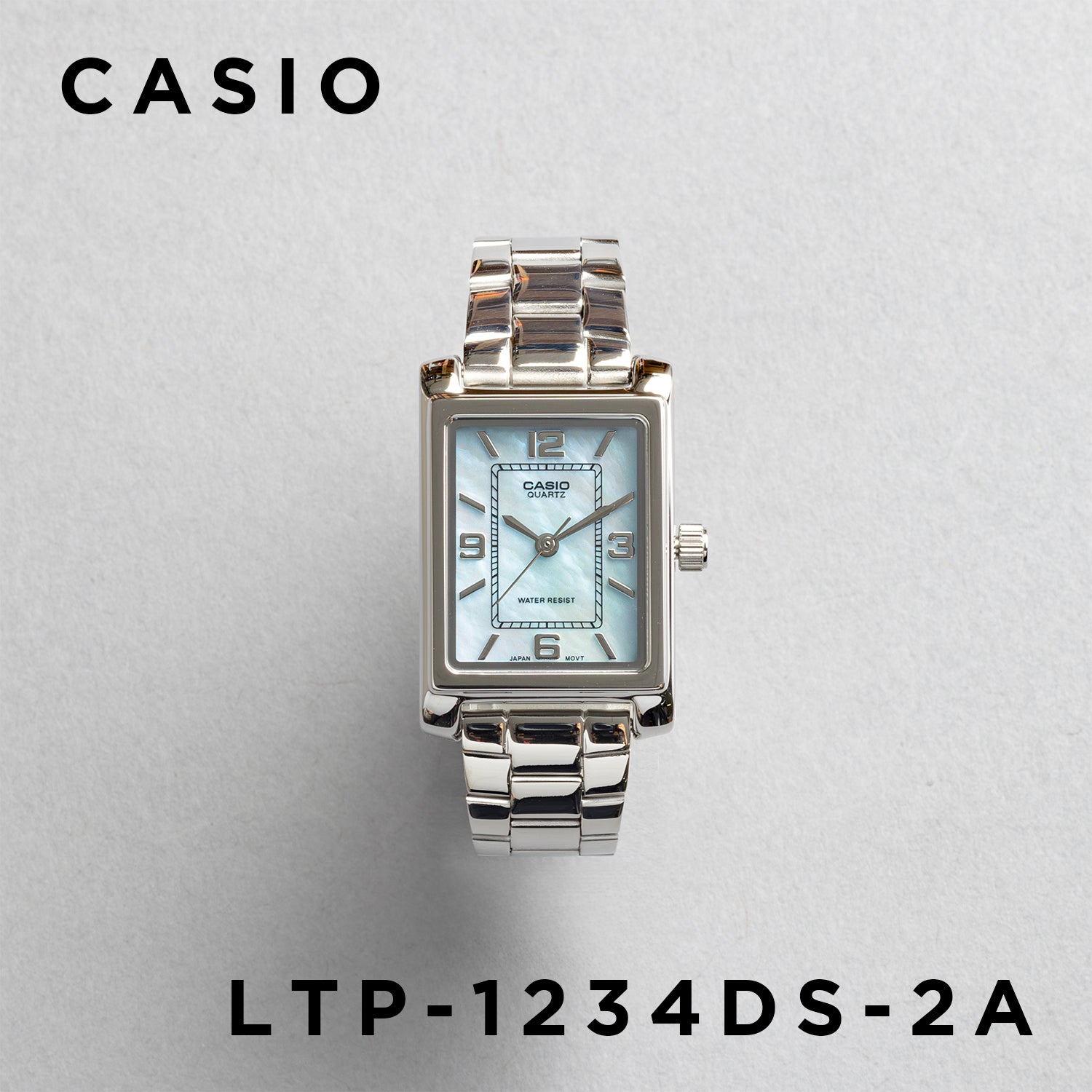 CASIO カシオ LTP-1234DS-2A シルバー ブルーのマザーオブパール文字盤 アナログ レディース 腕時計 正面