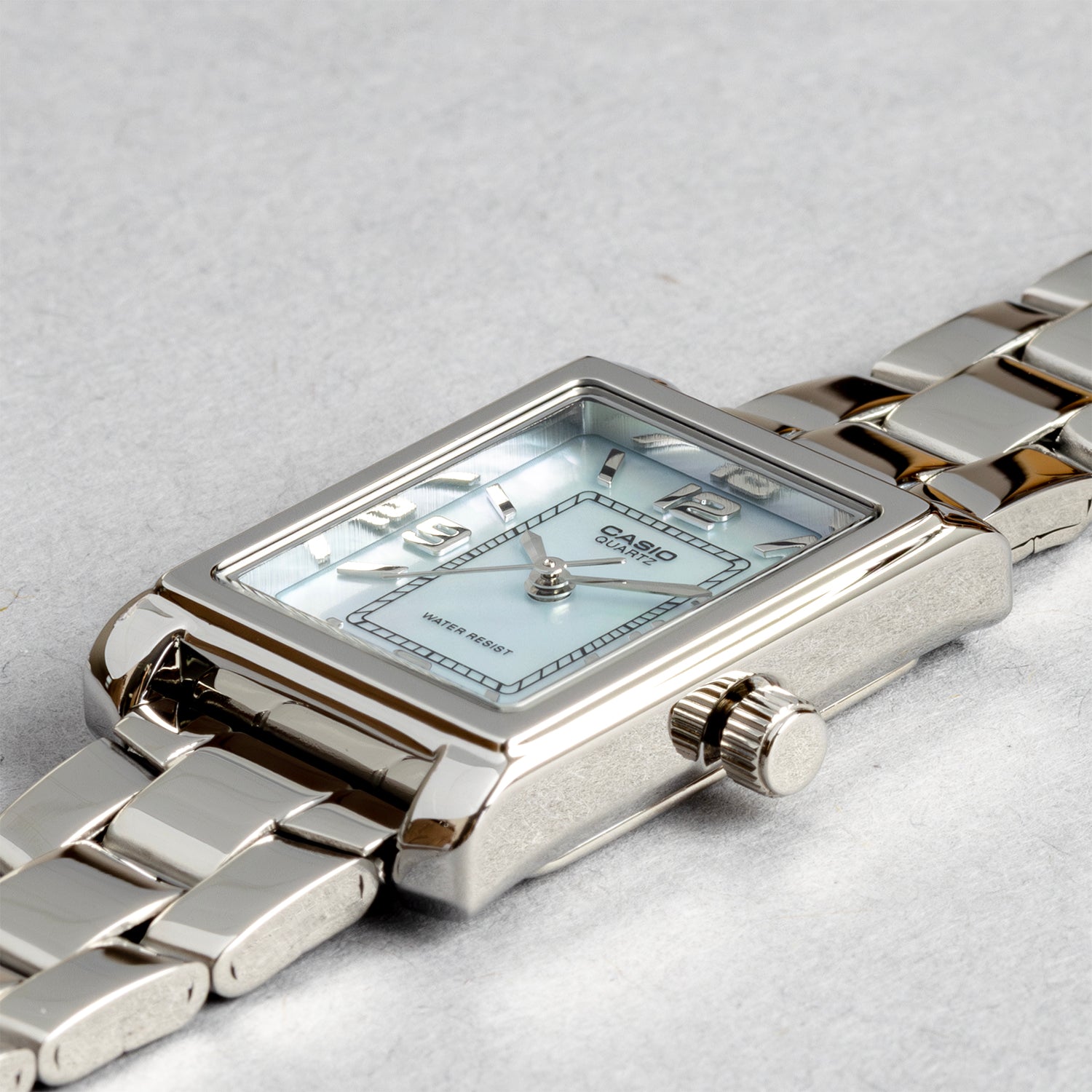 CASIO カシオ LTP-1234DS-2A シルバー ブルーのマザーオブパール文字盤 アナログ レディース 腕時計 斜め