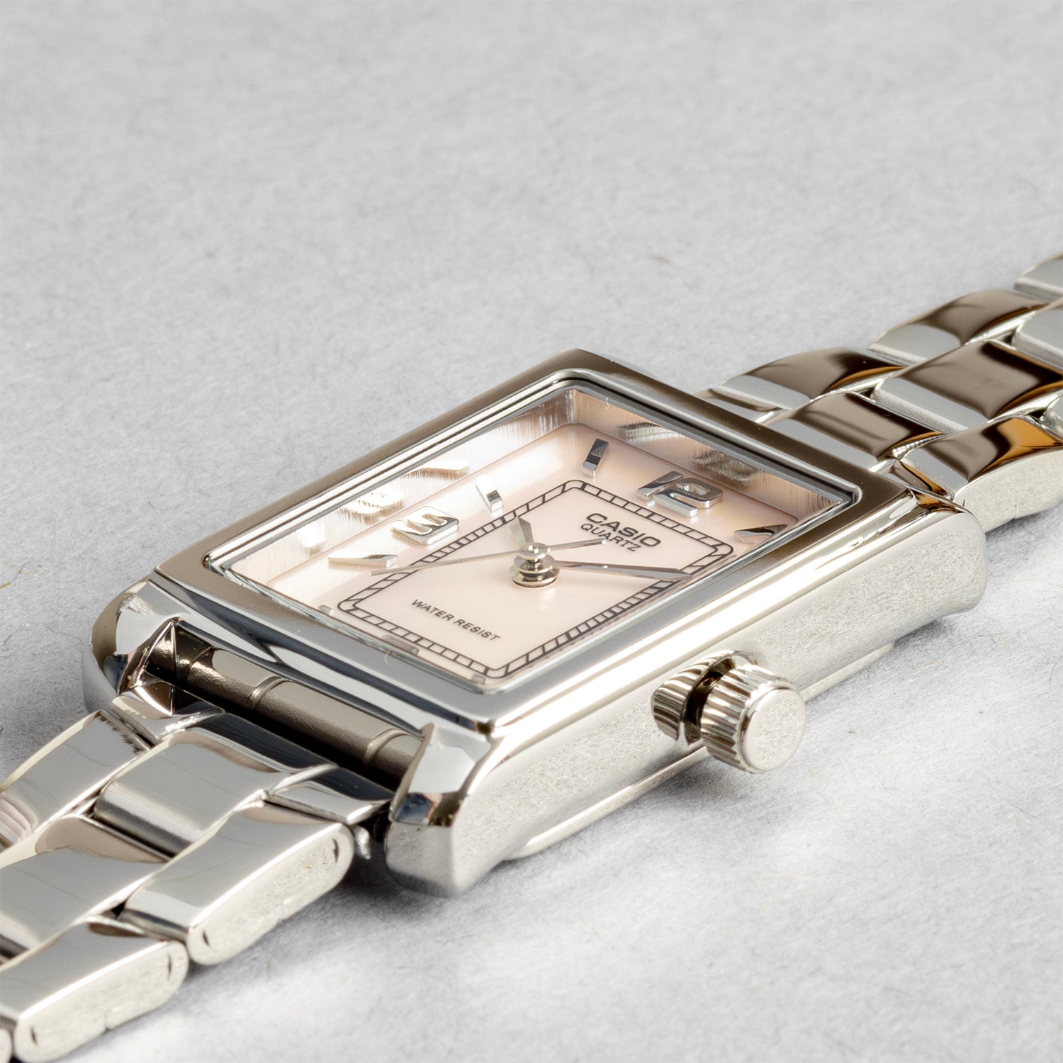 CASIO カシオ LTP-1234DS-4A シルバー ピンクのマザーオブパール文字盤 アナログ レディース 腕時計 斜め