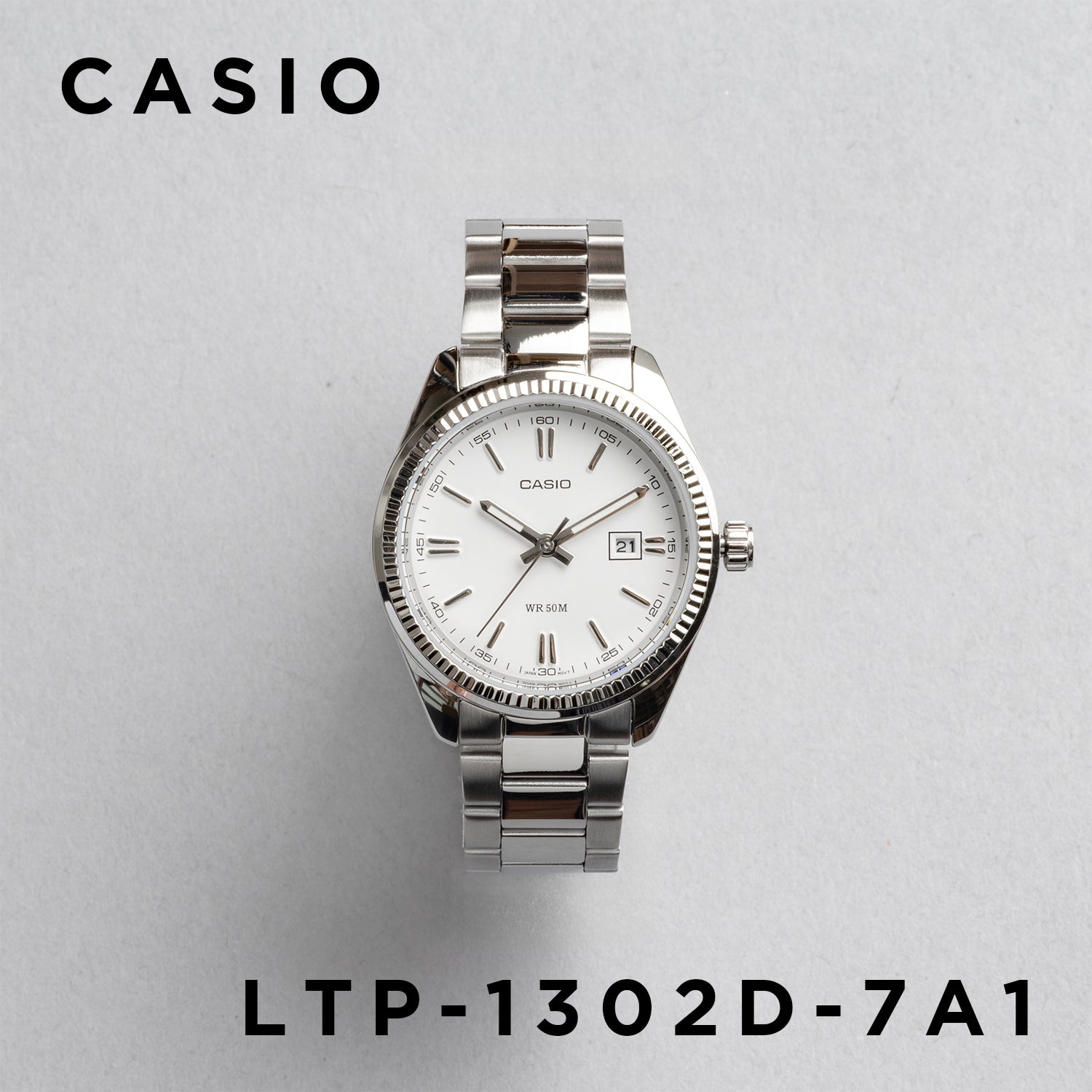 CASIO カシオ LTP-1302D-7A1 シルバー ホワイト文字盤 アナログ レディース 腕時計 正面
