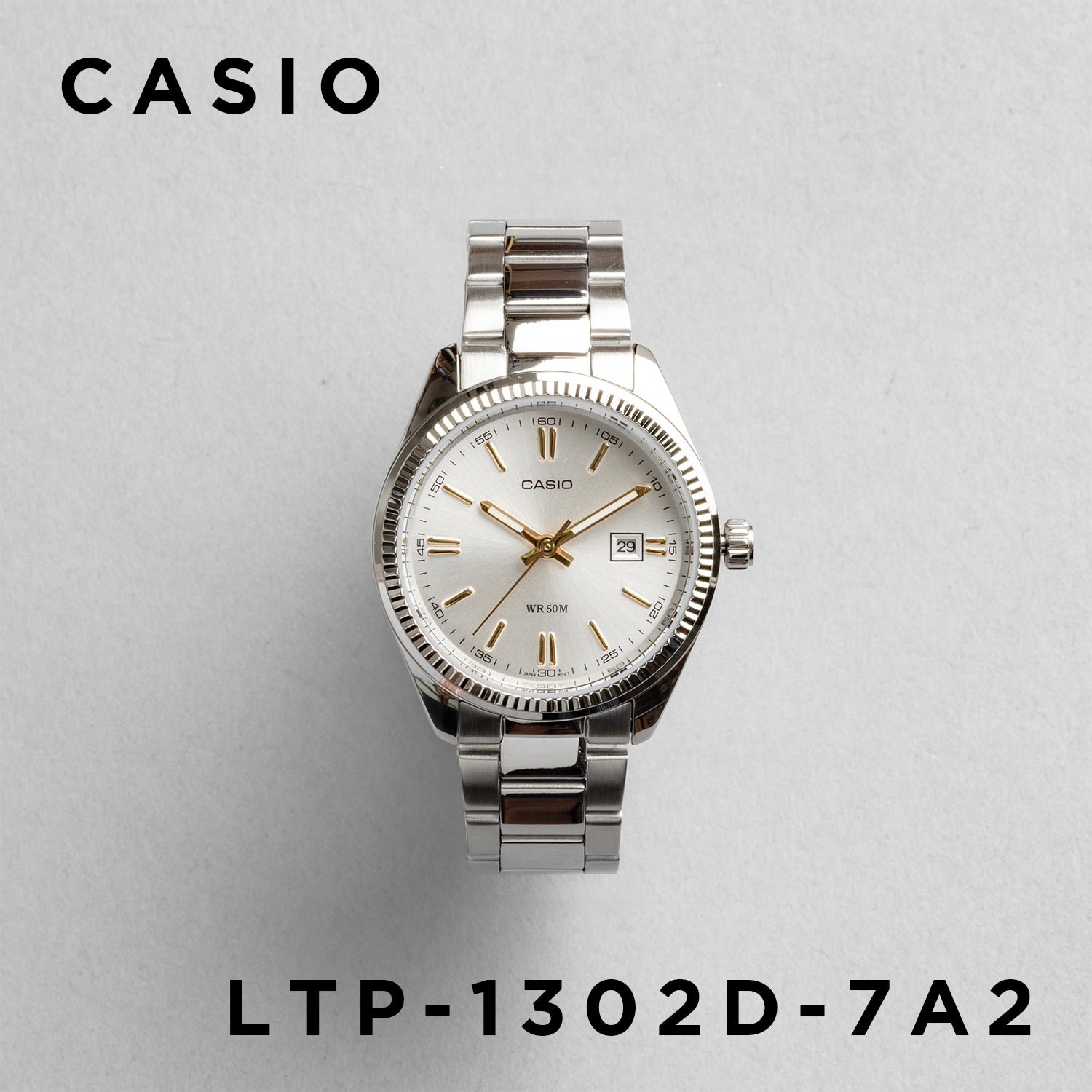 CASIO カシオ LTP-1302D-7A2 シルバー シルバー文字盤 アナログ レディース 腕時計 正面