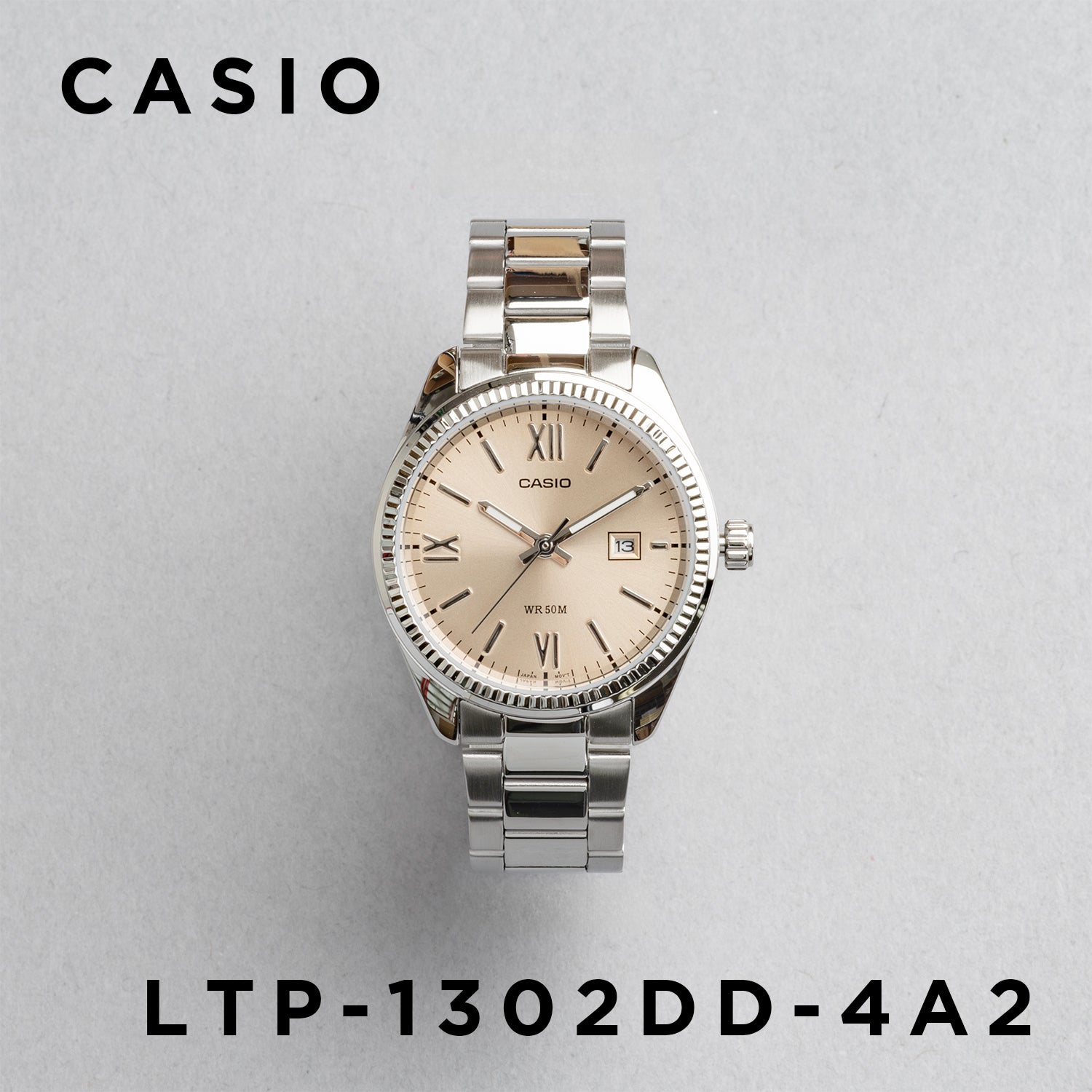 CASIO カシオ LTP-1302DD-4A2 シルバー ベージュ文字盤 アナログ レディース 腕時計 正面