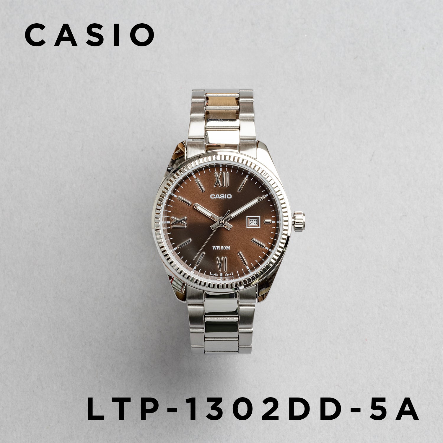 CASIO カシオ LTP-1302DD-5A シルバー ブラウン文字盤 アナログ レディース 腕時計 正面