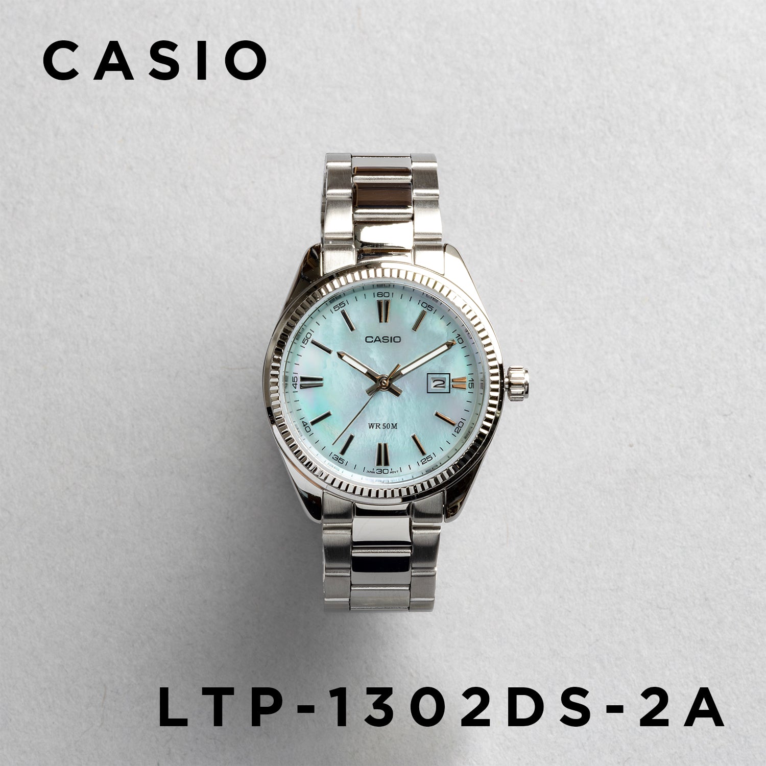 CASIO カシオ LTP-1302DS-2A シルバー ブルー文字盤 アナログ レディース 腕時計 正面