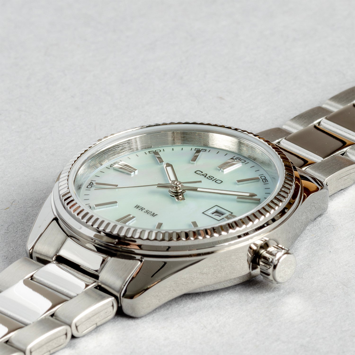 CASIO カシオ LTP-1302DS-2A シルバー ブルー文字盤 アナログ レディース 腕時計 斜め