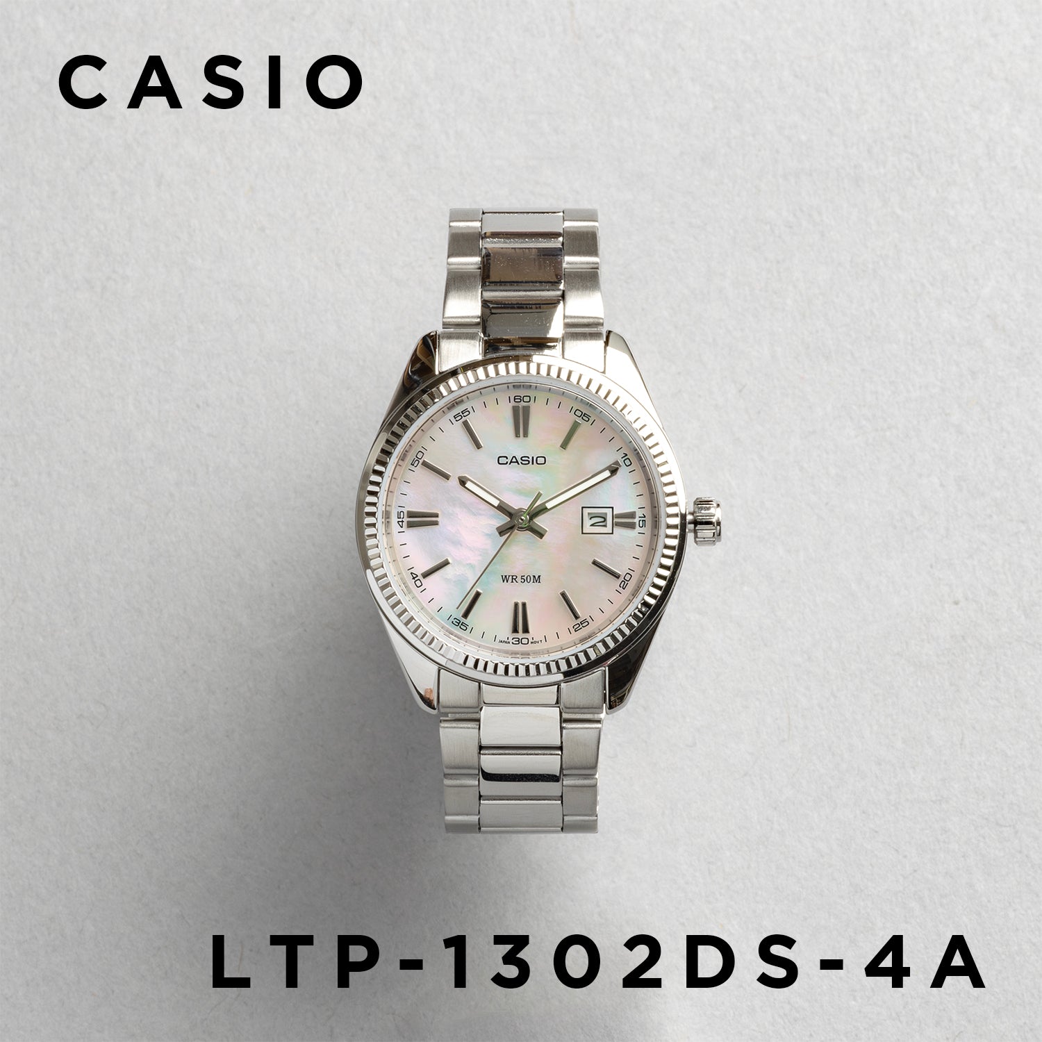 CASIO カシオ LTP-1302DS-4A シルバー ピンク文字盤 アナログ レディース 腕時計 正面