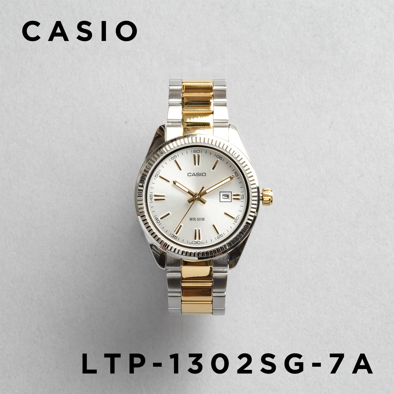 CASIO カシオ LTP-1302SG-7A シルバー×ゴールド シルバー文字盤 アナログ レディース 腕時計 正面