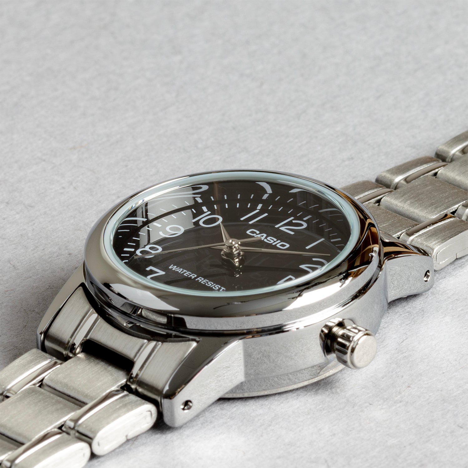 CASIO カシオ LTP-V002D-1B シルバー ブラック文字盤 アナログ レディース 腕時計 斜め