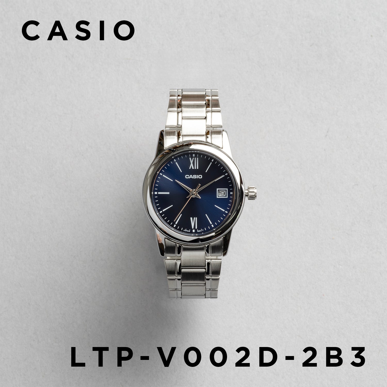 CASIO カシオ LTP-V002D-2B3 シルバー ネイビー文字盤 アナログ レディース 腕時計 正面