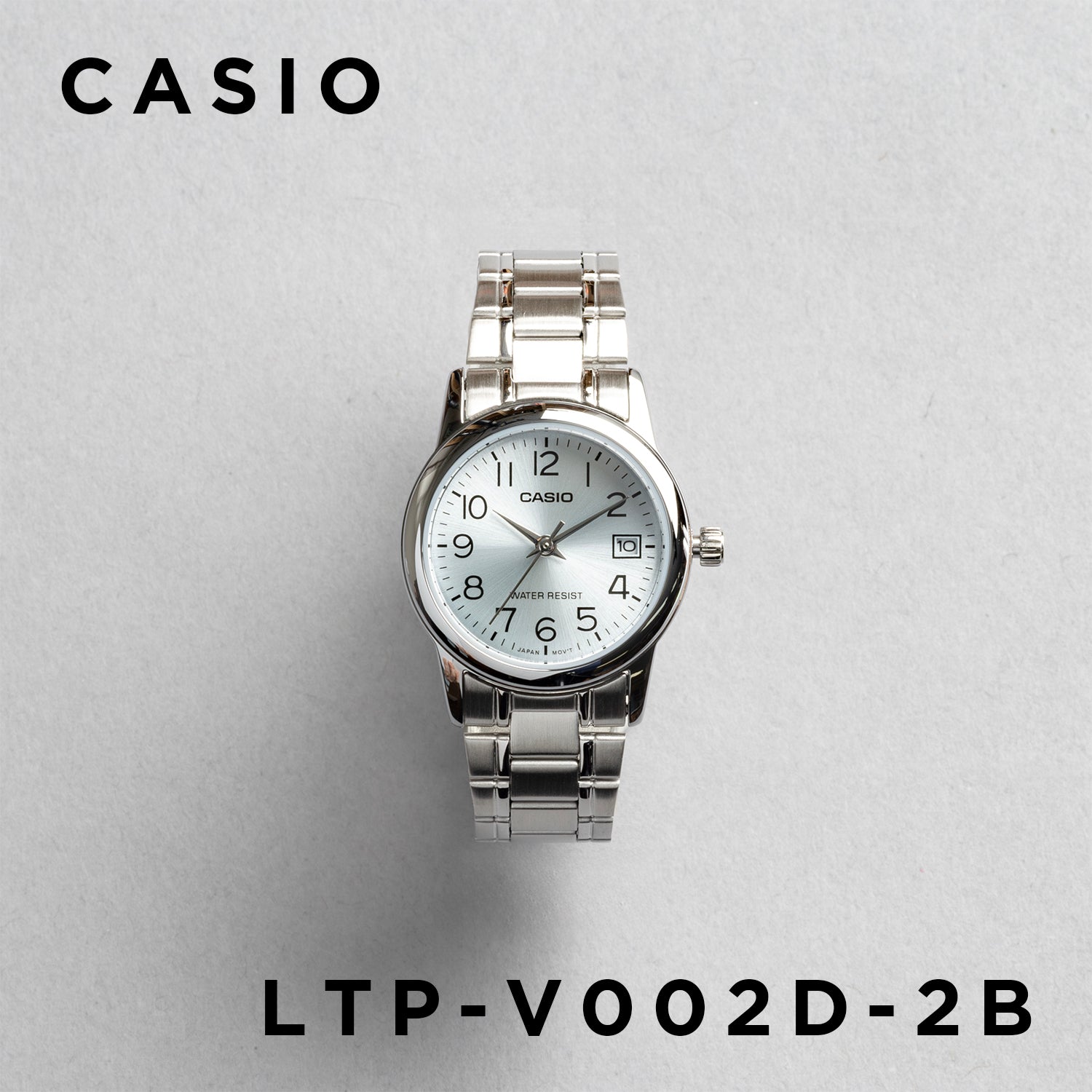 CASIO カシオ LTP-V002D-2B シルバー ライトブルー文字盤 アナログ レディース 腕時計 正面