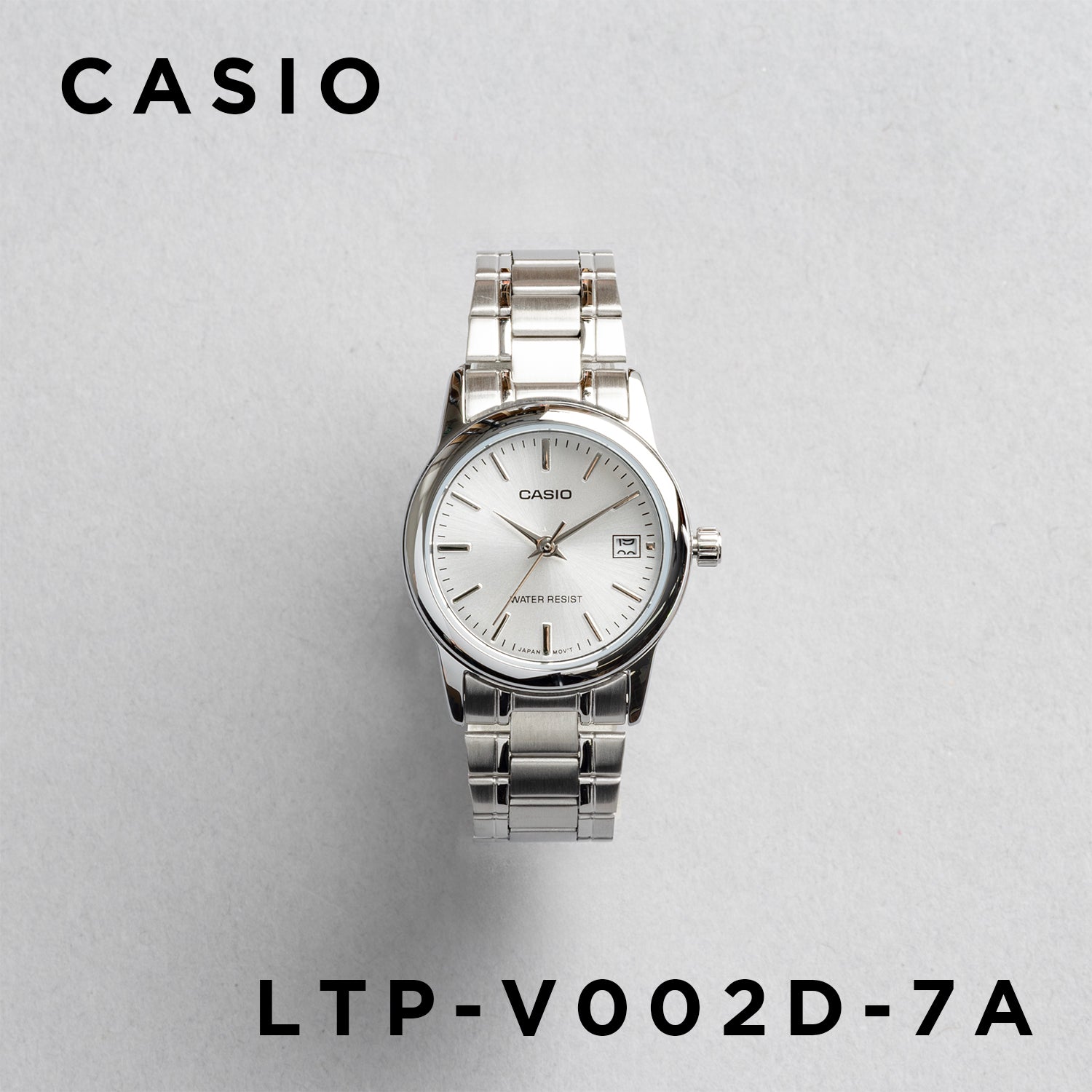 CASIO カシオ LTP-V002D-7A シルバー シルバー文字盤 アナログ レディース 腕時計 正面