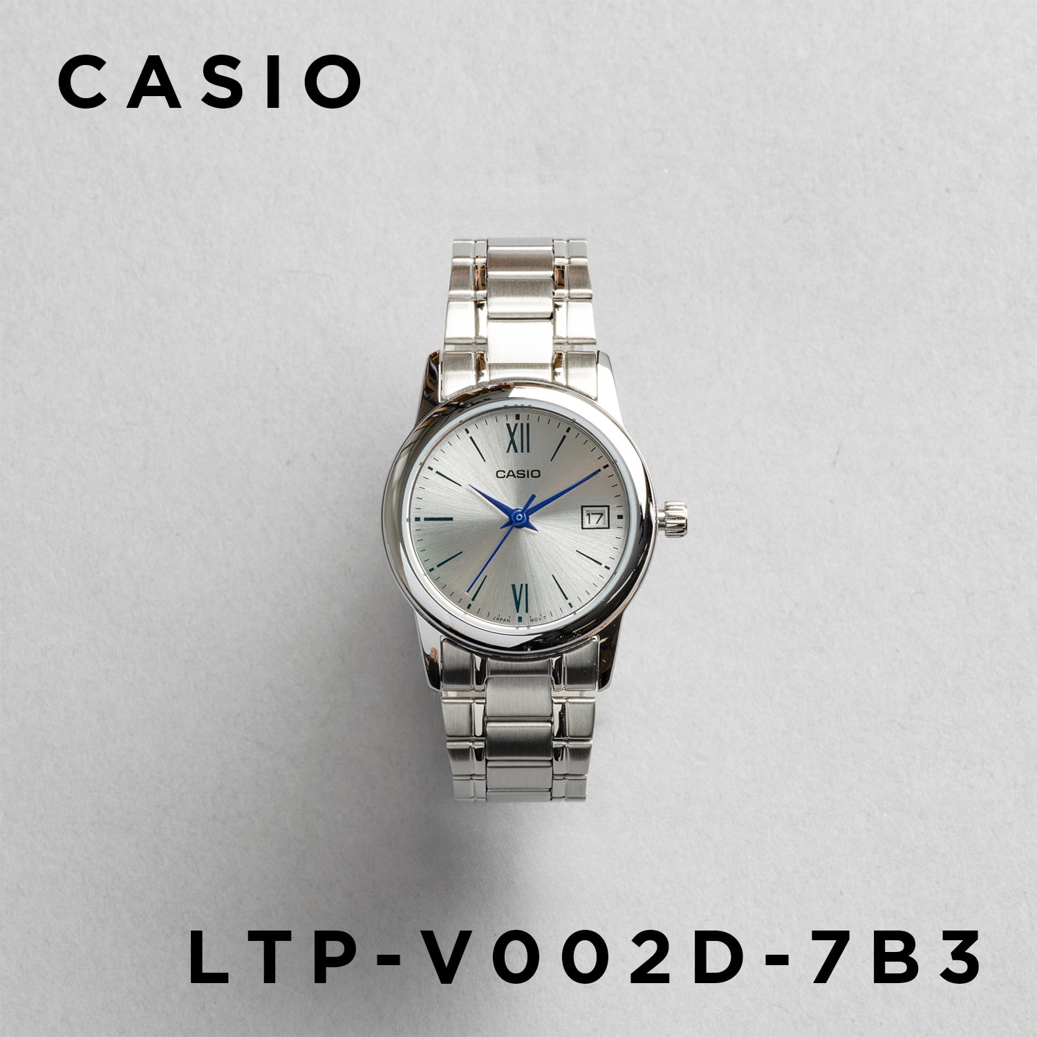 CASIO カシオ LTP-V002D-7B3 シルバー シルバー文字盤 アナログ レディース 腕時計 正面