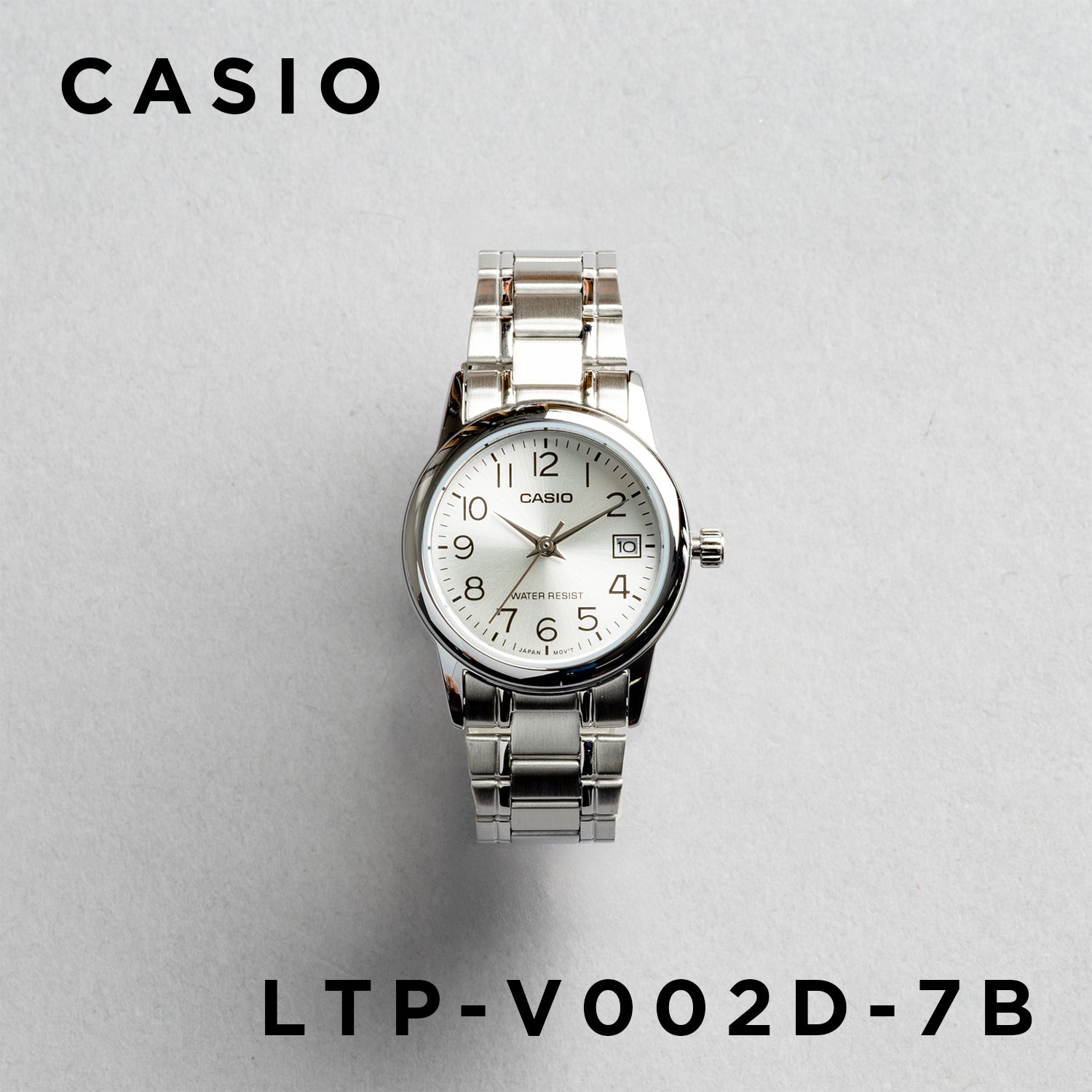 CASIO カシオ LTP-V002D-7B シルバー シルバー文字盤 アナログ レディース 腕時計 正面