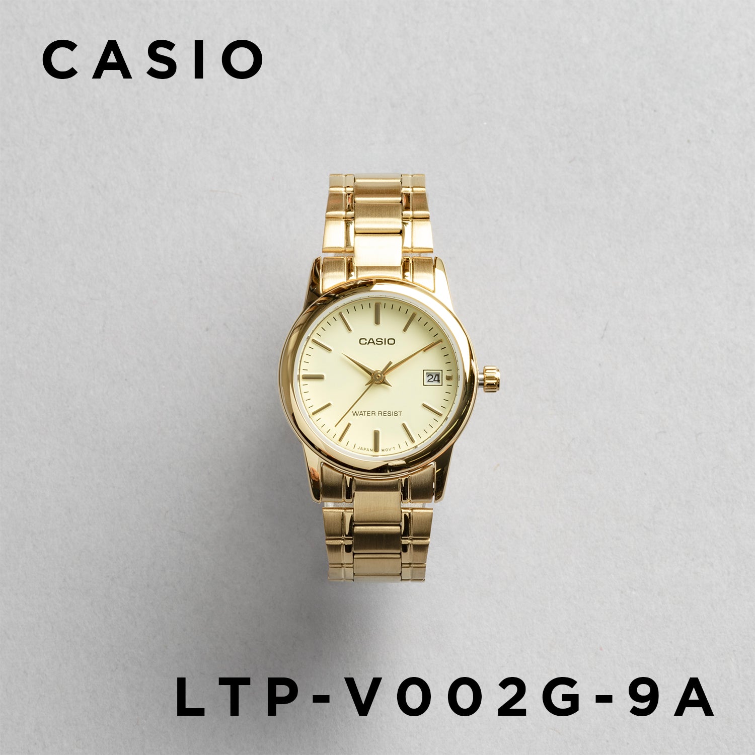 CASIO カシオ LTP-V002G-9A ゴールド イエロー文字盤 アナログ レディース 腕時計 正面