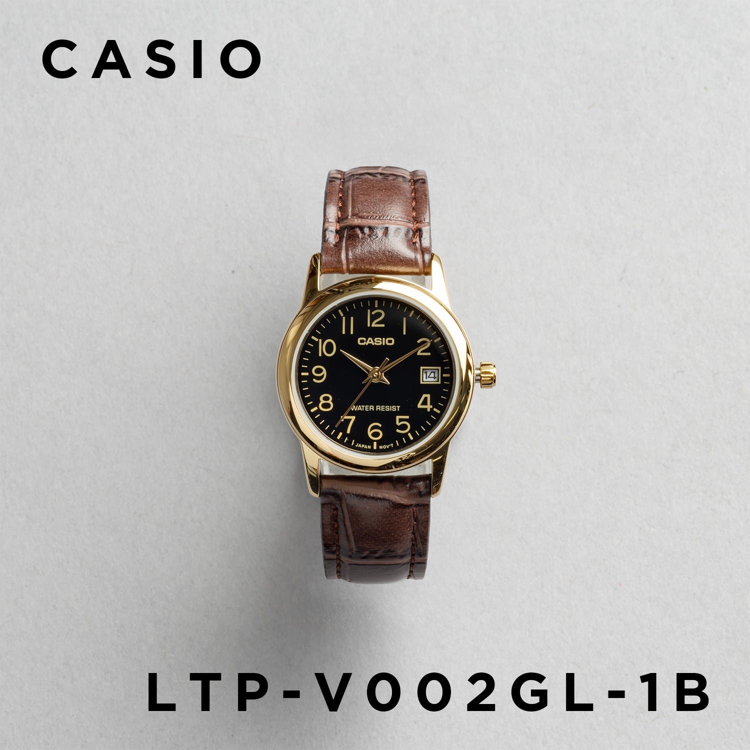 CASIO カシオ LTP-V002GL-1B ブラウン ブラック文字盤 アナログ レディース 腕時計 正面