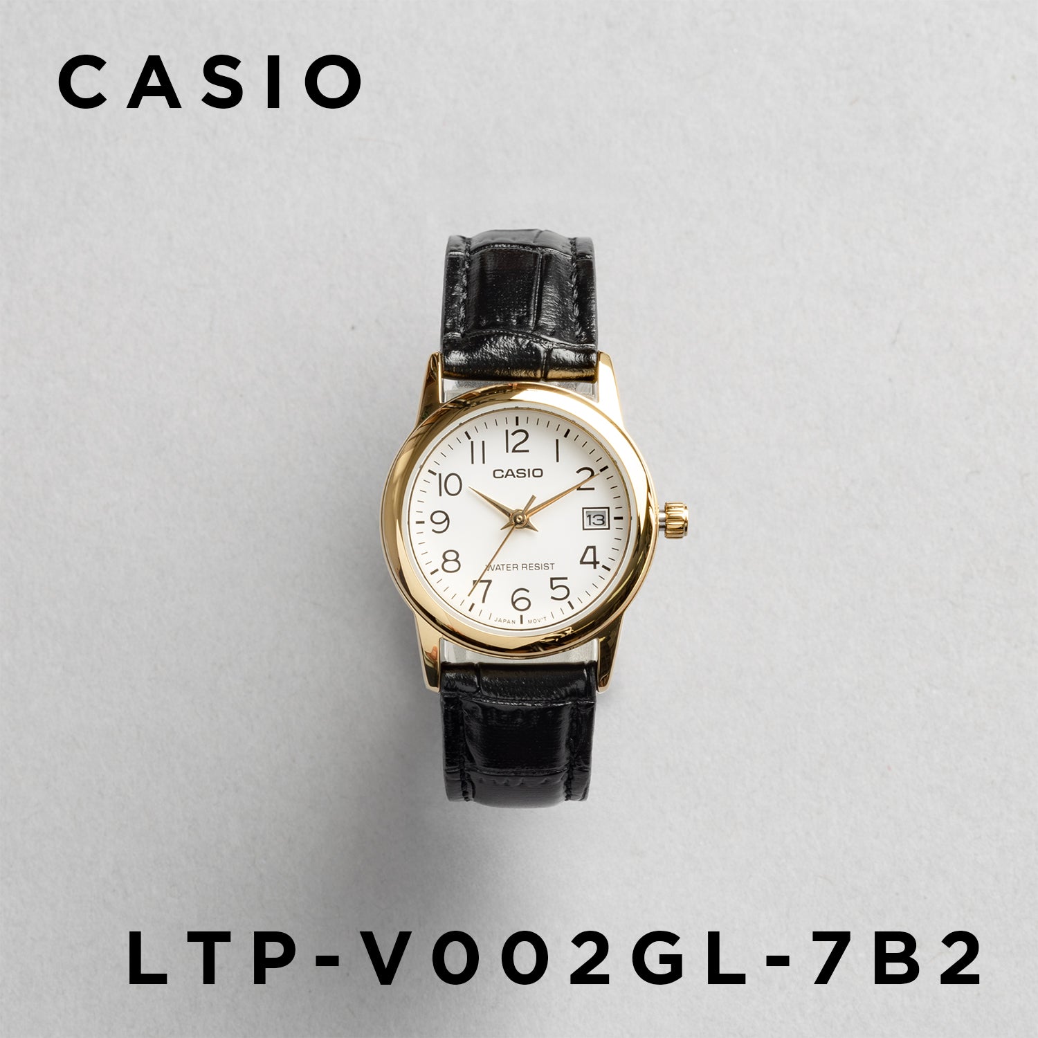 CASIO カシオ LTP-V002GL-7B2 ブラック ホワイト文字盤 アナログ レディース 腕時計 正面