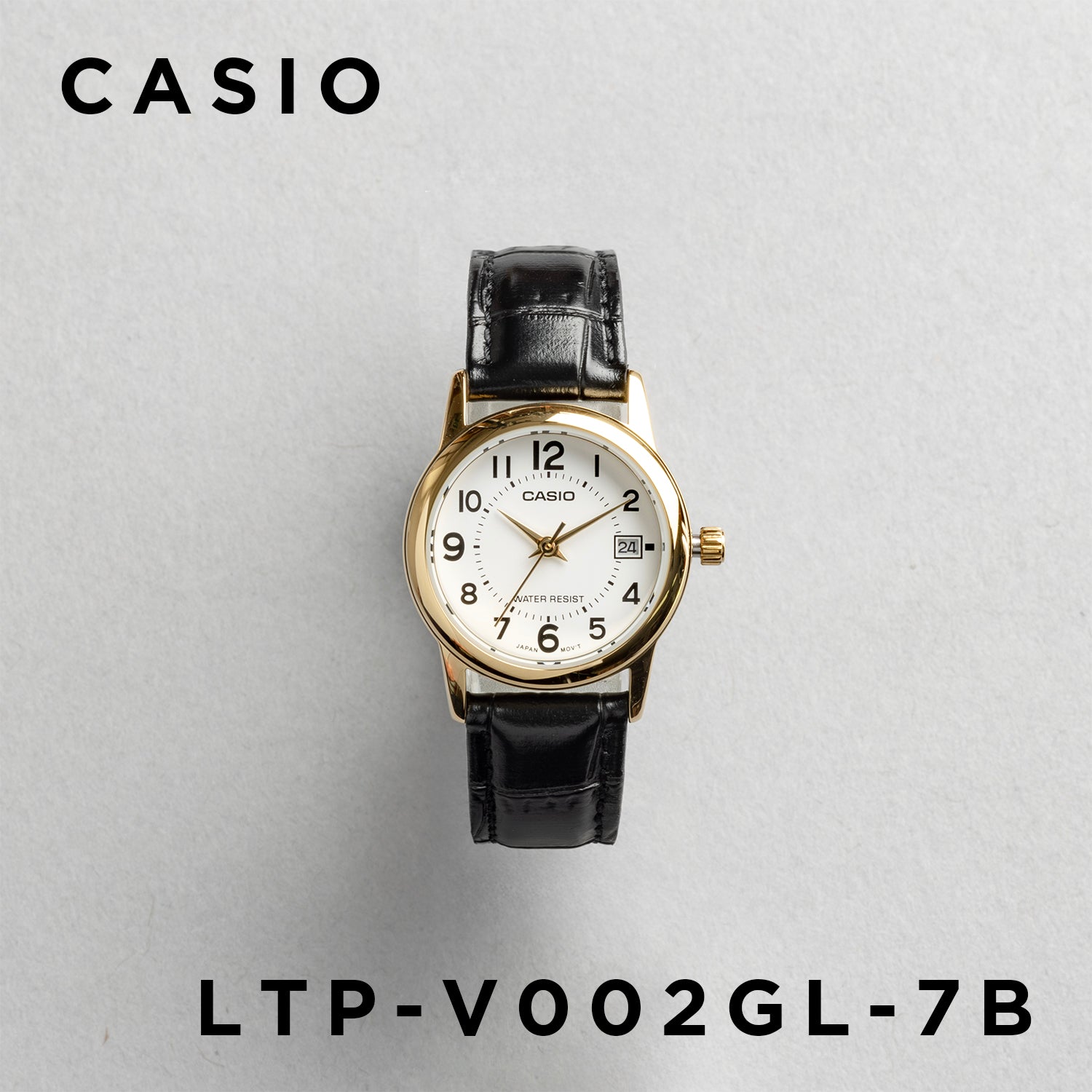 CASIO カシオ LTP-V002GL-7B ブラック ホワイト文字盤 アナログ レディース 腕時計 正面