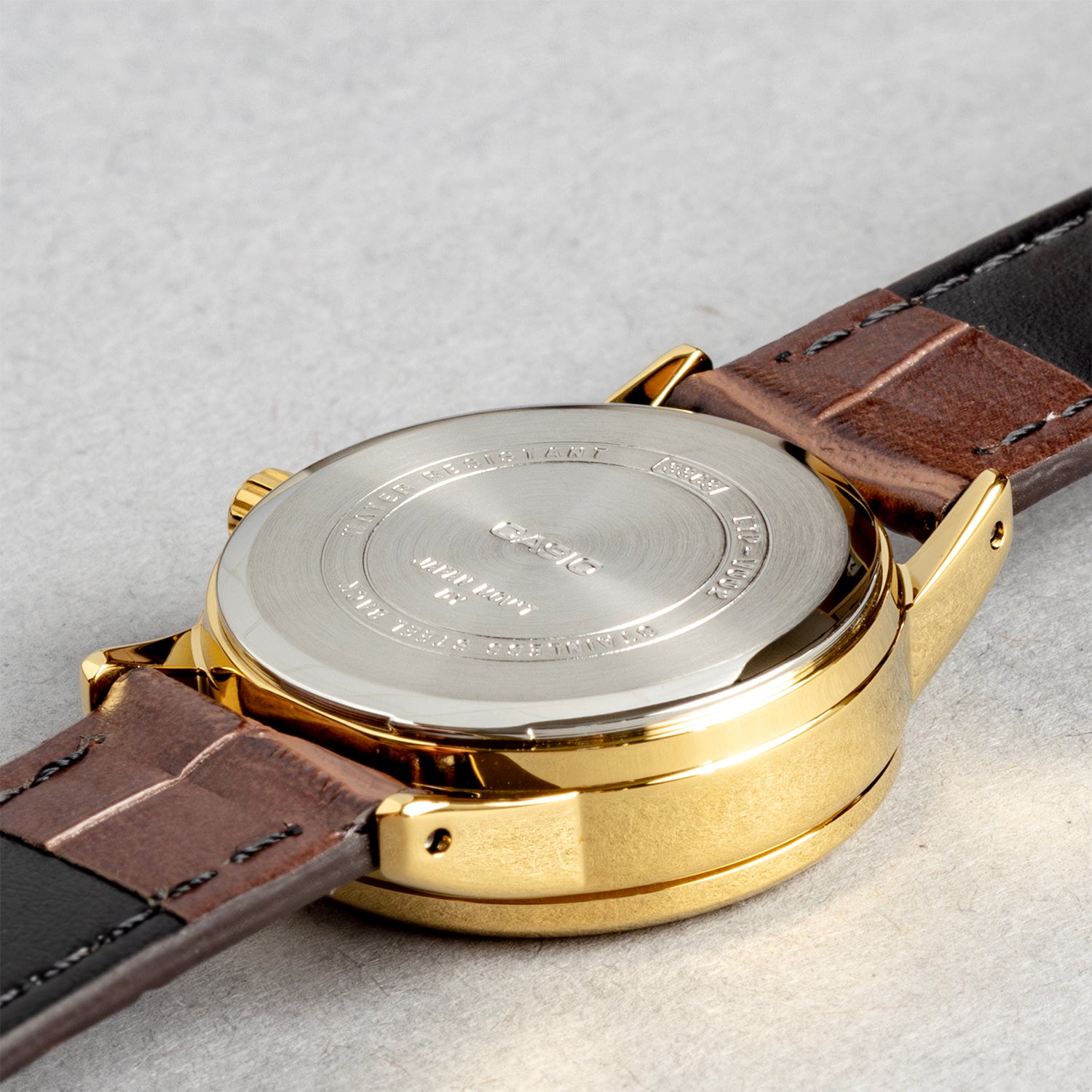 CASIO カシオ LTP-V002GL-9B ブラウン イエロー文字盤 アナログ レディース 腕時計 ケースバック